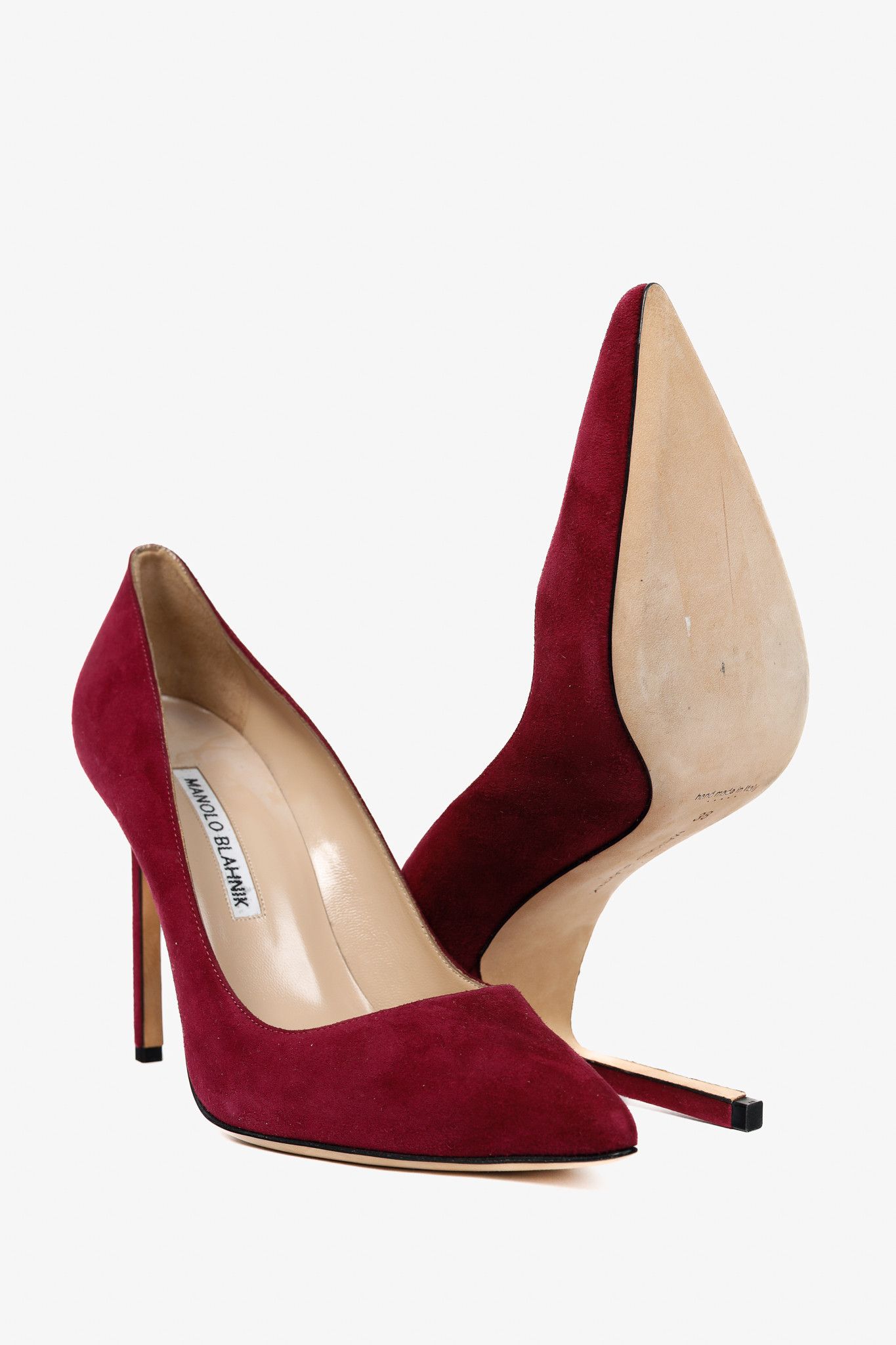 Manolo Blahnik Manolo Blahnik BB Fuxia Suede Pointed-Toe Pumps Size US 7.5 / IT 37.5 - 4 Thumbnail