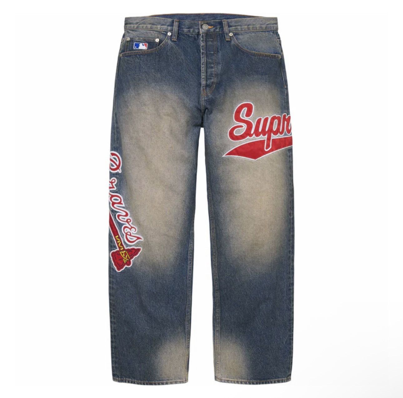 Supreme Supreme Atlanta braves jeans washed sz 34 PRESALE Size US 34 / EU 50 - 1 Thumbnail