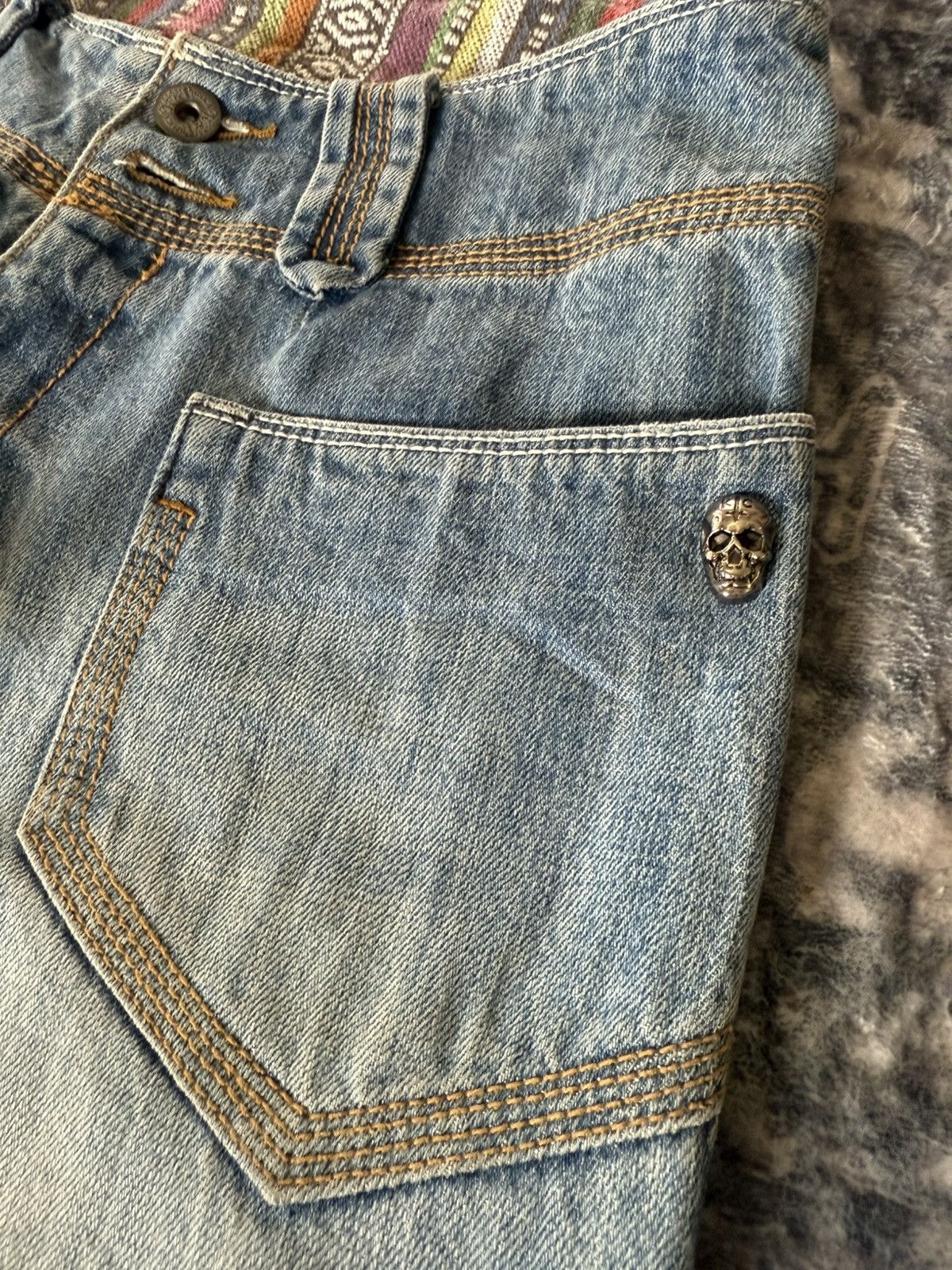 Japanese Brand Kooks & Phellica Flared Tribal Waist Skull Emblem Jeans Size US 28 / EU 44 - 4 Thumbnail