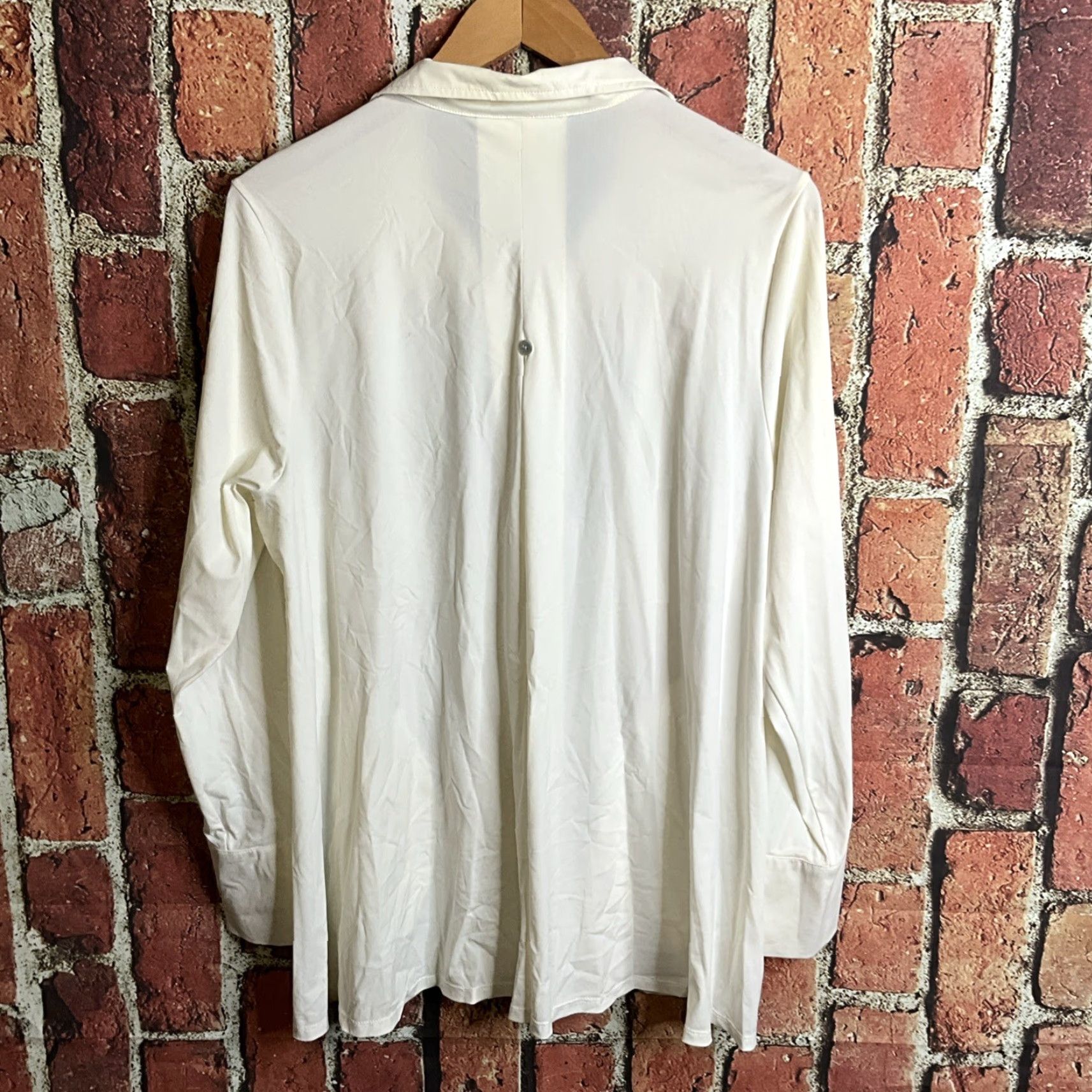 Vintage Marla Wynne Shirt Womens L White Stretch Long Sleeve Collared Button Up Shirt Size L / US 10 / IT 46 - 4 Thumbnail