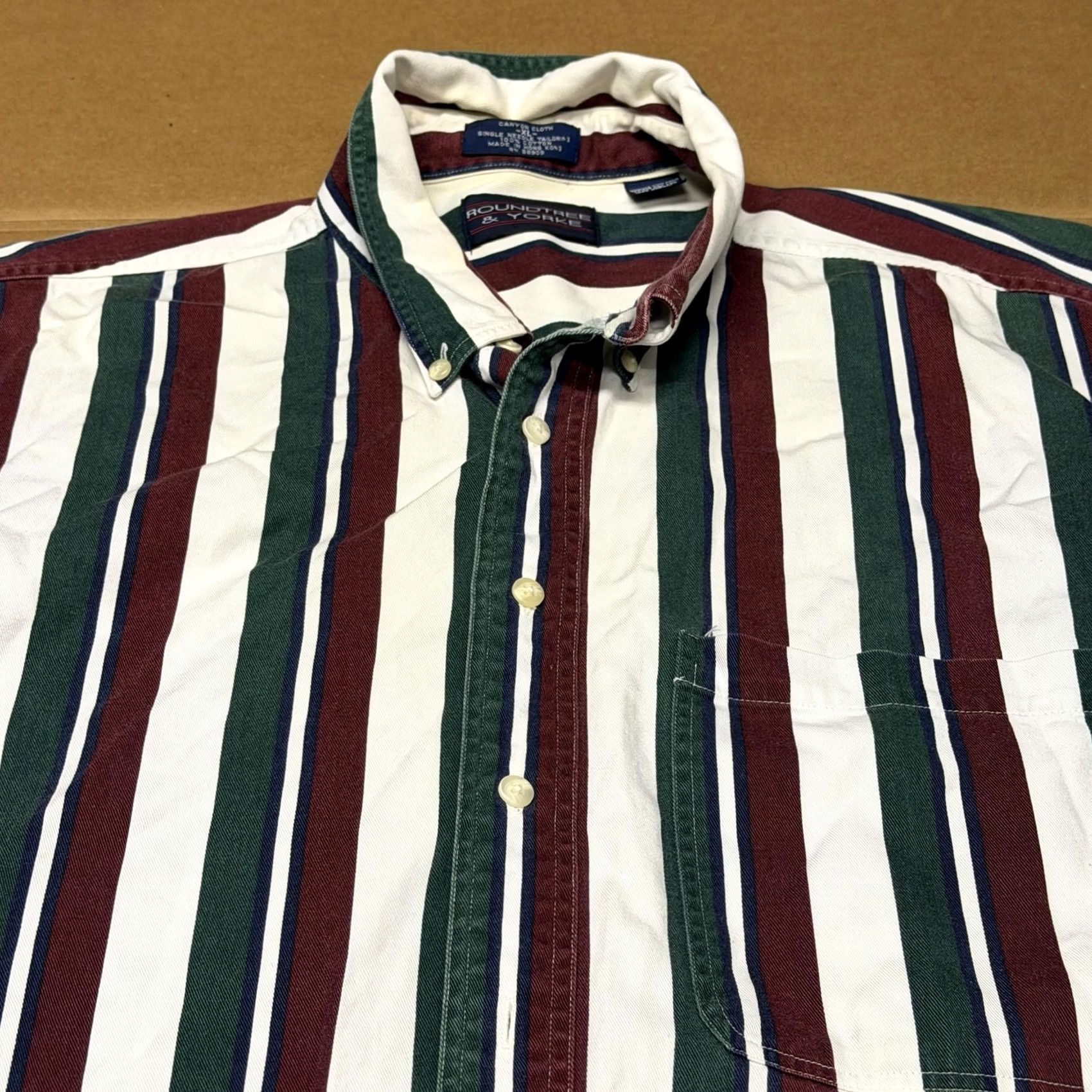 Roundtree & Yorke VINTAGE Roundtree & Yorke Shirt Mens XL Striped Long Sleeve Hong Kong 90s Size US XL / EU 56 / 4 - 5 Thumbnail