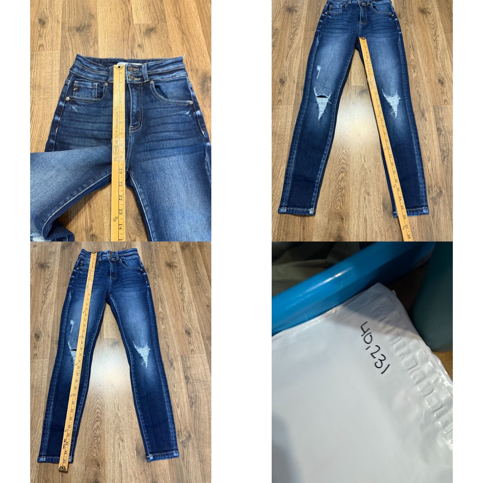 Vintage KanCan Jeans Women's 23 Blue Denim Skinny Distressed Dark Wash Size 40" / US 18 - 8 Thumbnail