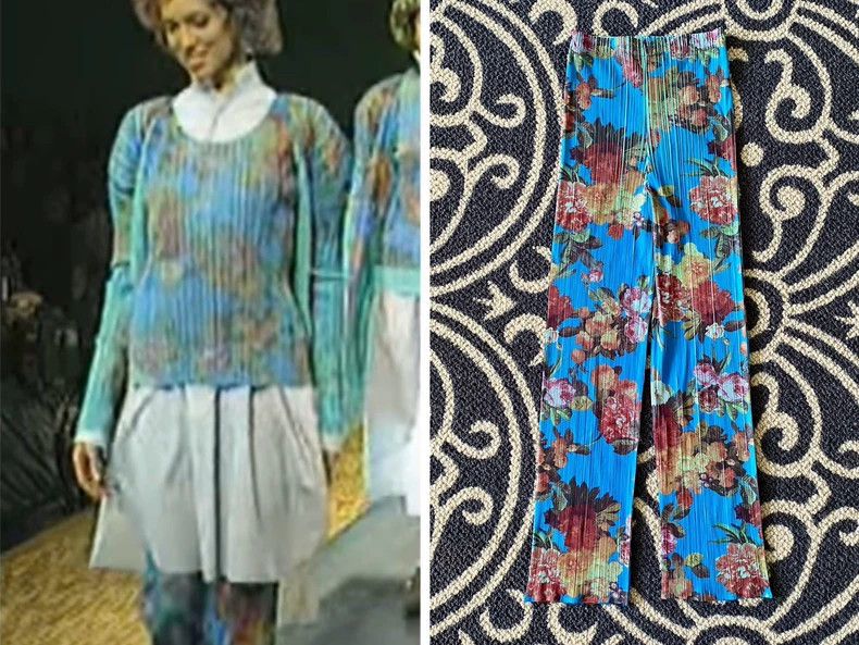 Issey Miyake Issey Miyake Blue rose pleated pants Size 25" / US 0 / IT 36 - 1 Thumbnail