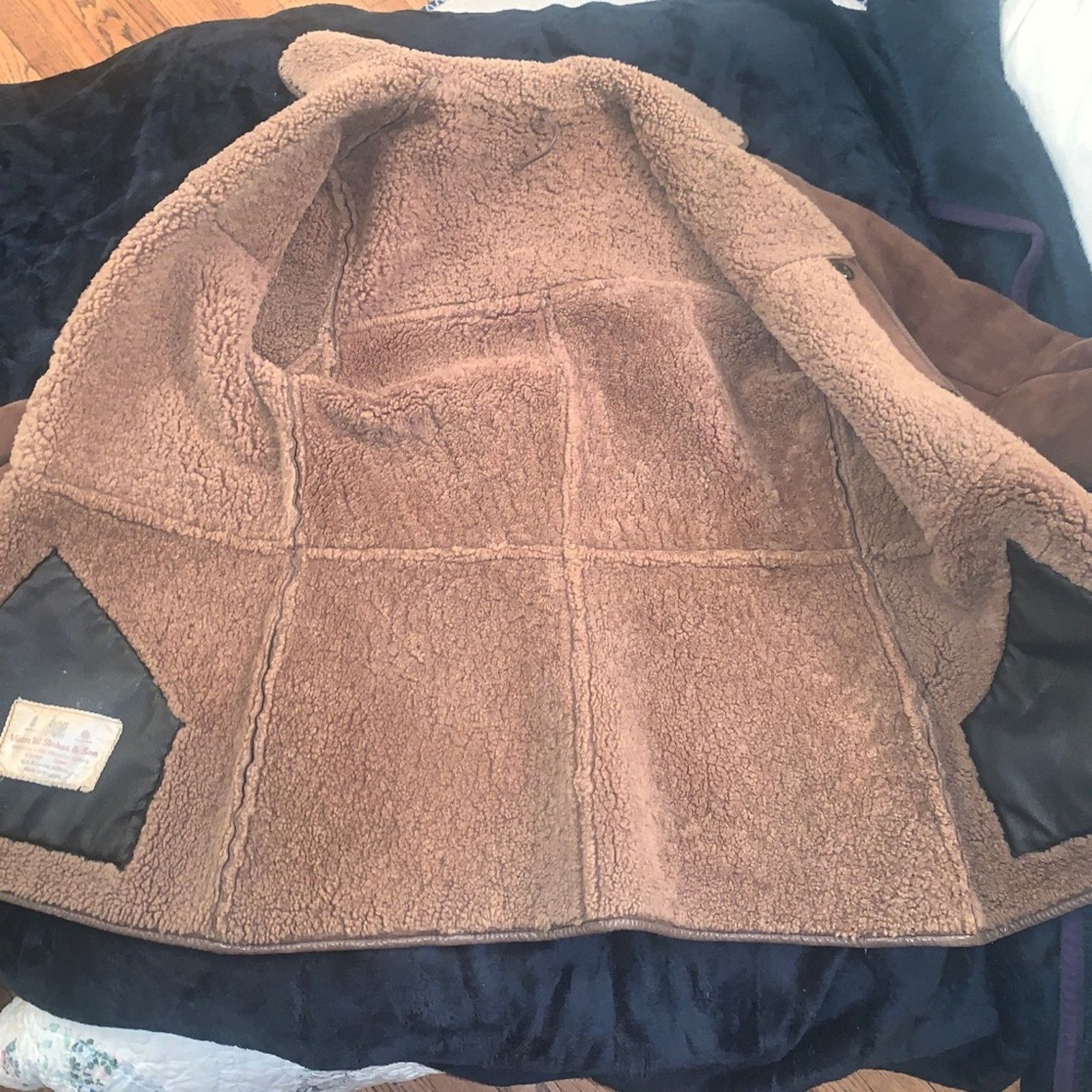 Other VINTAGE 80's HANDPAINTED SHEEPSKIN SHEARLING Jacket U.K. Size S / US 4 / IT 40 - 3 Thumbnail