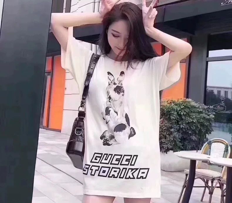 Gucci Gucci Logo rabbit print round-neck beige cotton short-sleev Size US XS / EU 42 / 0 - 9 Thumbnail