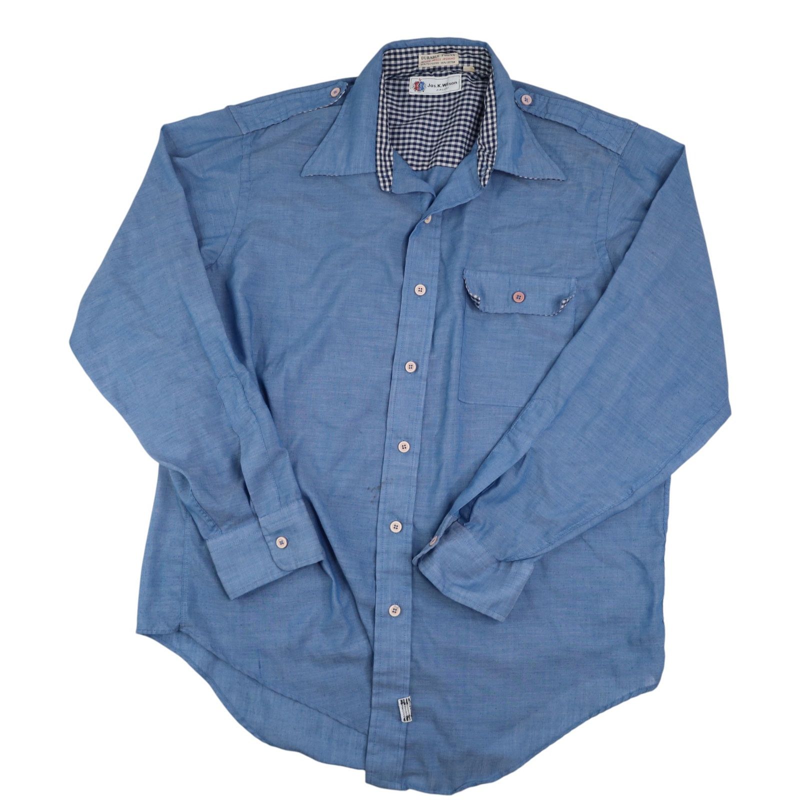 Vintage True VTG 60s Jas. K. Wilson Chambray Work Shirt Blue Size US L / EU 52-54 / 3 - 1 Thumbnail