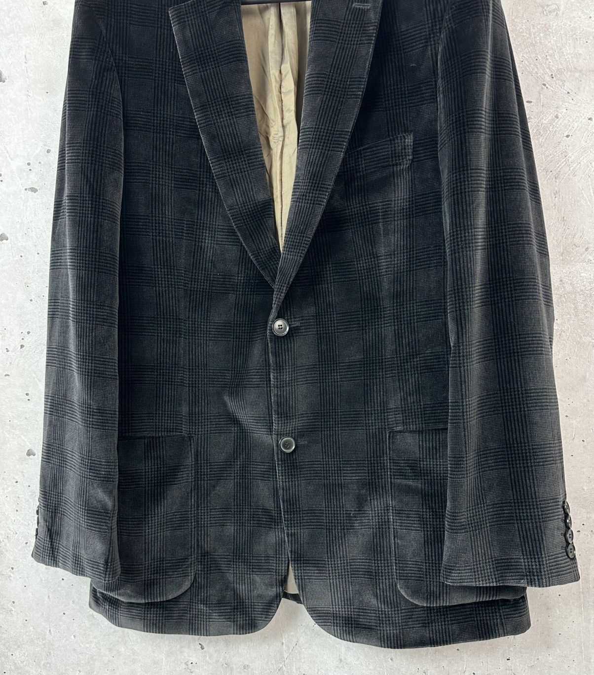 Hugo Boss Vintage Hugo Boss Monsieur 90s Check Brown Velour Blazer Size US L / EU 52-54 / 3 - 3 Thumbnail