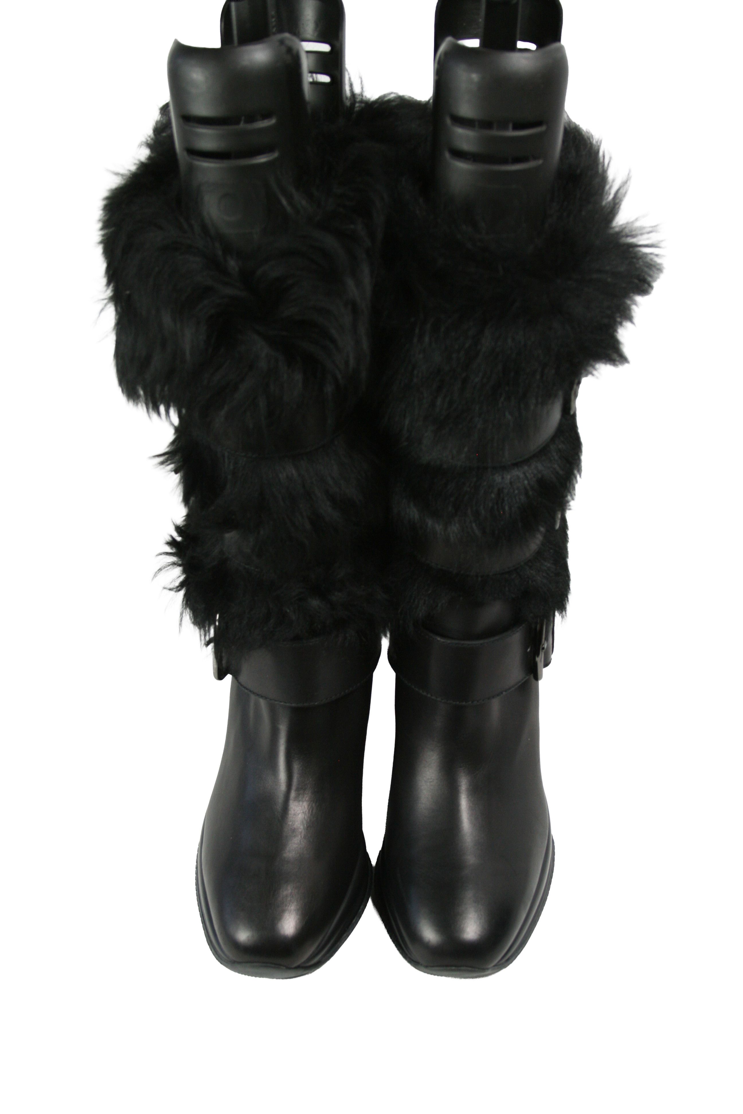 Hogan Y2K Wedge Fur Straps Boots Size US 9 / IT 39 - 11 Thumbnail