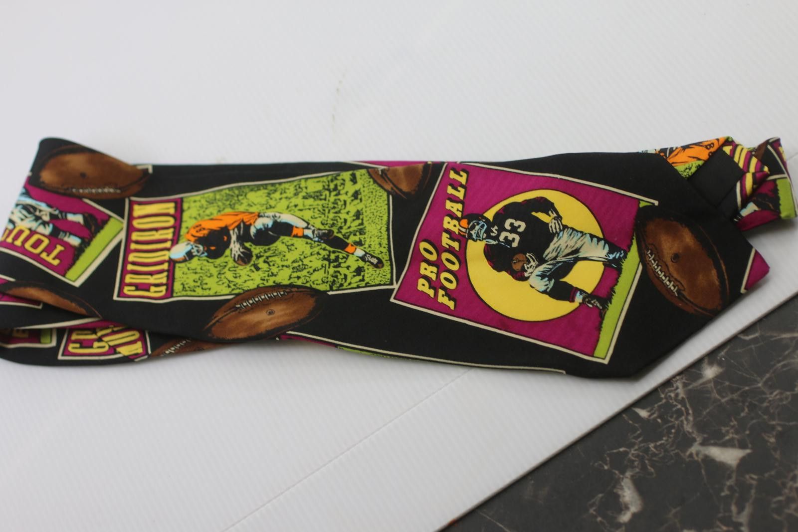 The Tie Bar 100% Silk Football Tie Handmade Vibrant Colors Mens Tie Game Size ONE SIZE - 10 Thumbnail