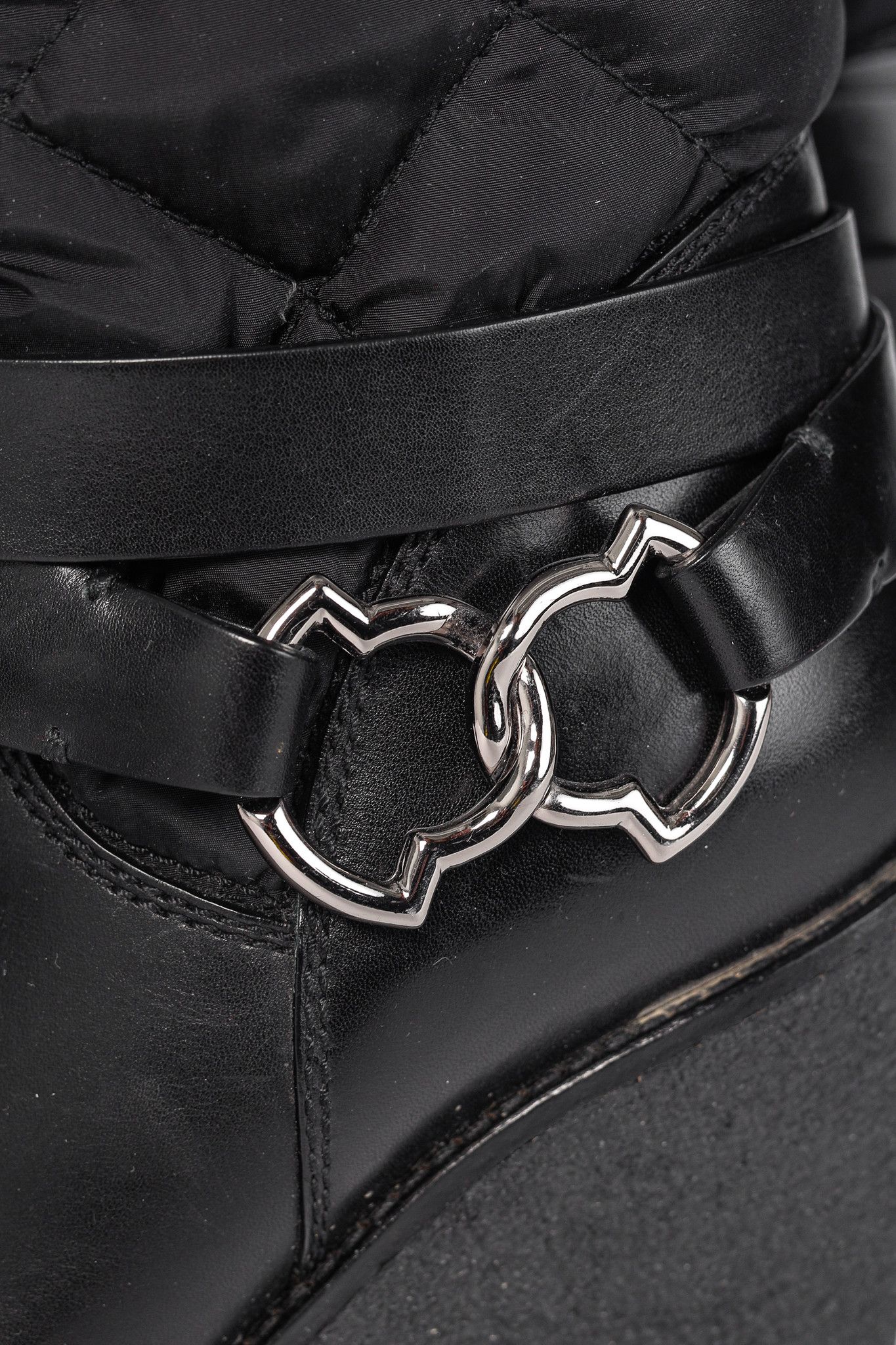 Moncler Moncler New Cernobbio Black Quilted Leather Wedge Boots Size US 6.5 / IT 36.5 - 8 Thumbnail