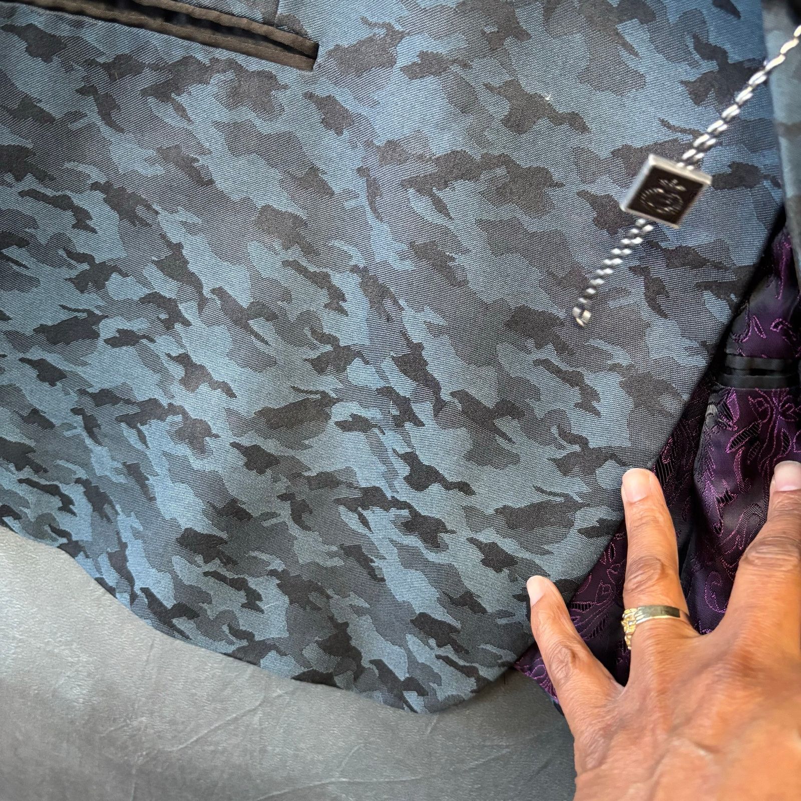 Other Eleganza Platinum Giorgio Sanetti Camo Blazer Super 140s 50R Size 50R - 11 Thumbnail