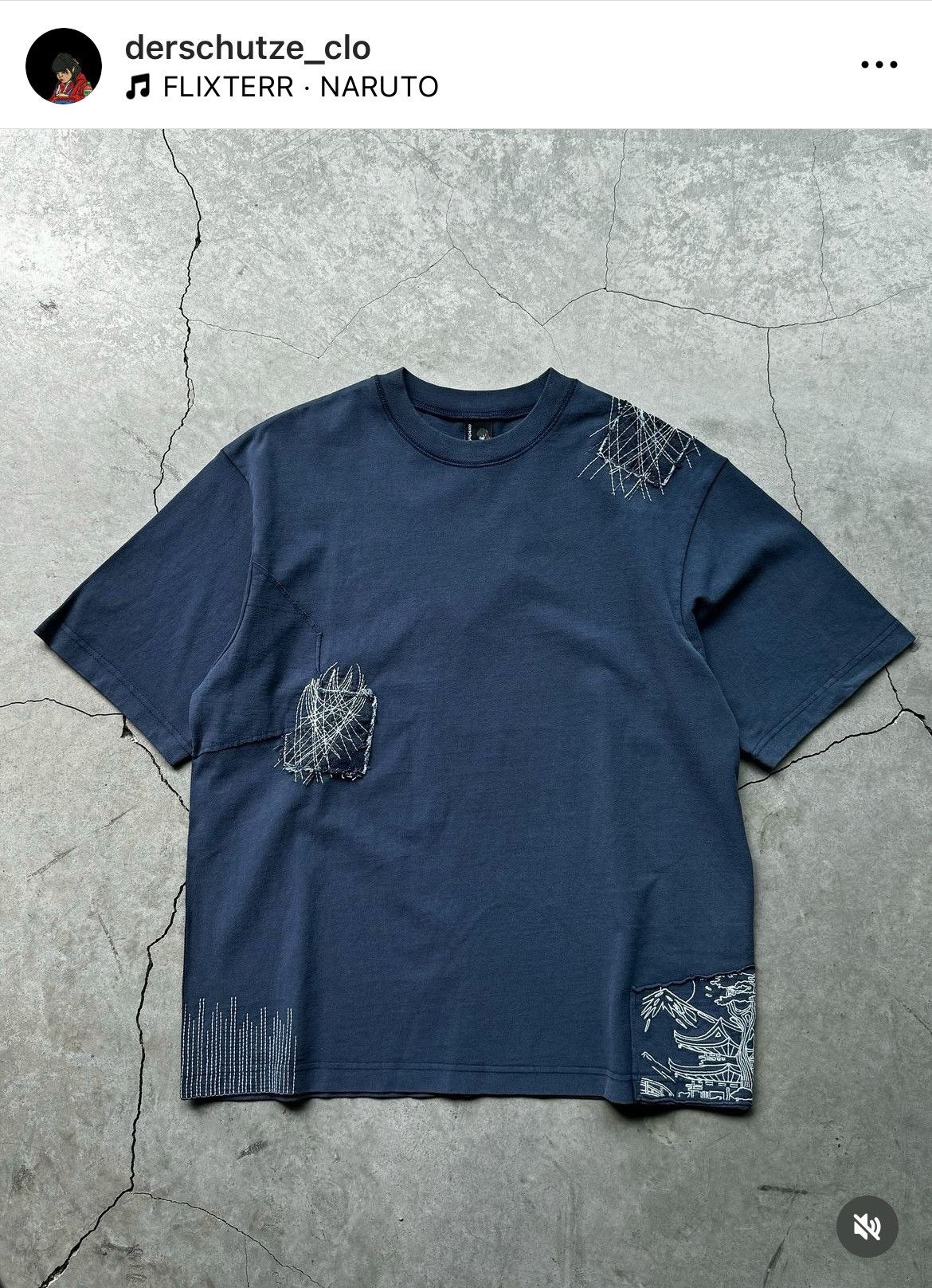 Derschutze BORO SASHiKO BOXY HEAVYWEiGHT TEE PATCHWORK MiDNiGHT BLUE Size US XL / EU 56 / 4 - 12 Thumbnail