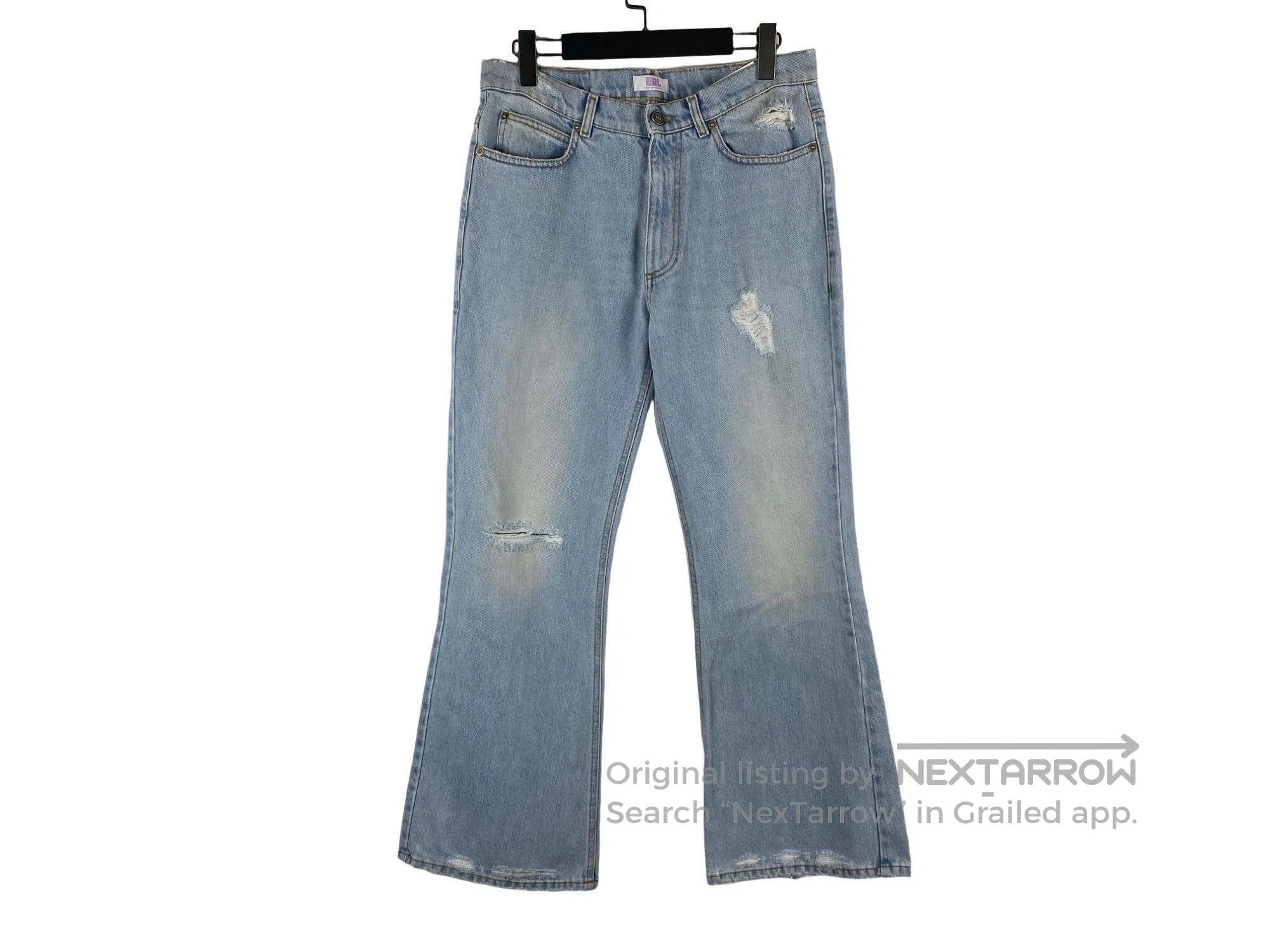 ERL ERL size M Light Wash Destroyed Flare Denim Pants Size US 28 / EU 44 - 1 Thumbnail