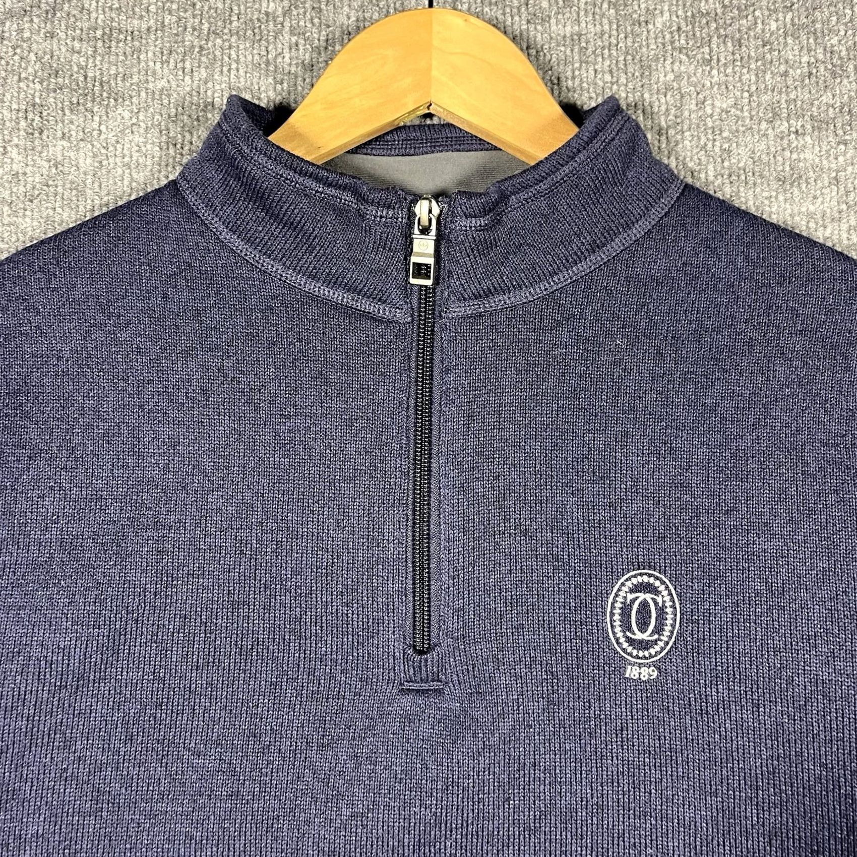 Peter Millar Peter Millar 1/4 Zip Golf Pullover Sweater Blue Mens Large Crest Fleece Crown Size US L / EU 52-54 / 3 - 2 Thumbnail