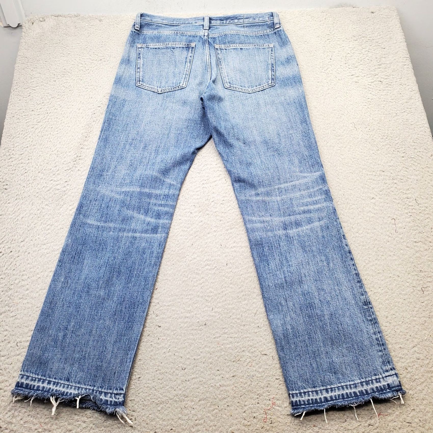 J.Crew J.Crew Jeans Womens 27 Blue Denim Faded Frayed Hem Whiskered Straight Leg 9692-3 Size 27" / US 4 / IT 40 - 2 Thumbnail