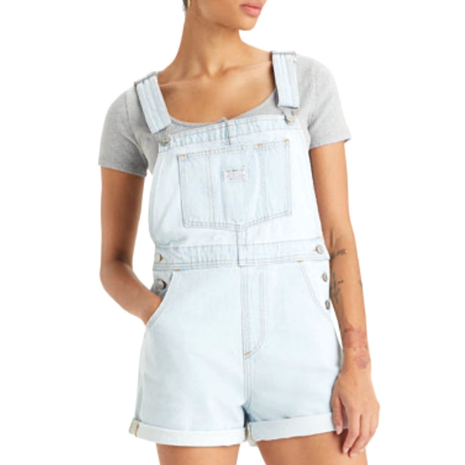 Levi's VINTAGE Levi's Light Wash Blue Denim Short Overalls XL Womens Overalls 90s Casual Denim One-Piece Size 40" / US 18 - 8 Thumbnail