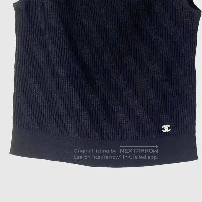 Chanel Chanel Black Silk Off-Shoulder Knit T-Shirt . Size M / US 6-8 / IT 42-44 - 3 Thumbnail