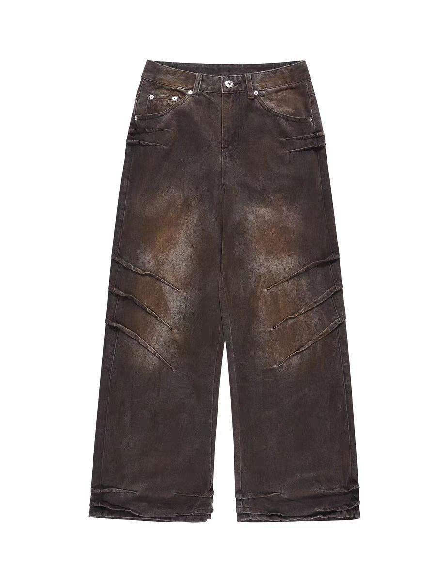 Japanese Brand × Jean Distressed Aged Washed High Street Straight Leg Jeans Size US 33 - 5 Thumbnail
