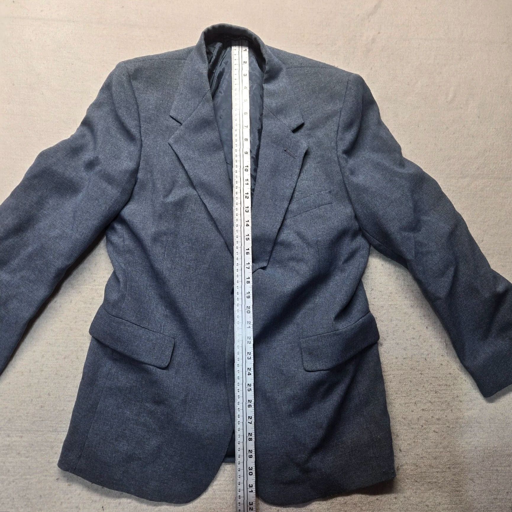 Vintage VINTAGE Hunting Horn Loui Strauss Solid Blue Two Button Blazer Sport Coat Suit Jacket Adult Men's 42R 40 Wool Polyester Rayon Blue Size 40R - 6 Thumbnail