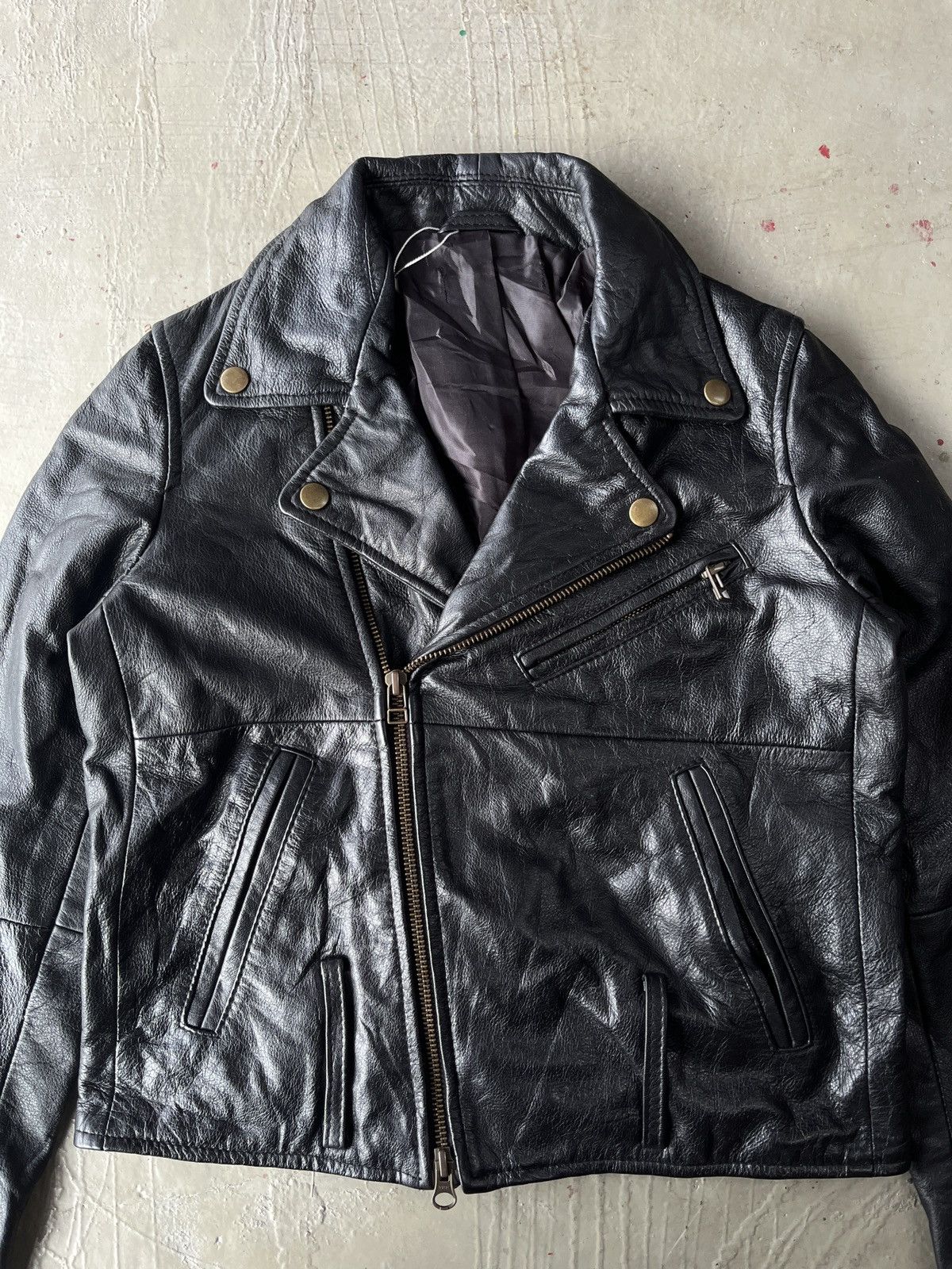 Le Grande Bleu (L.G.B.) Vintage Biker Genuine Leather Jacket Double Collar Belted Size US S / EU 44-46 / 1 - 2 Thumbnail