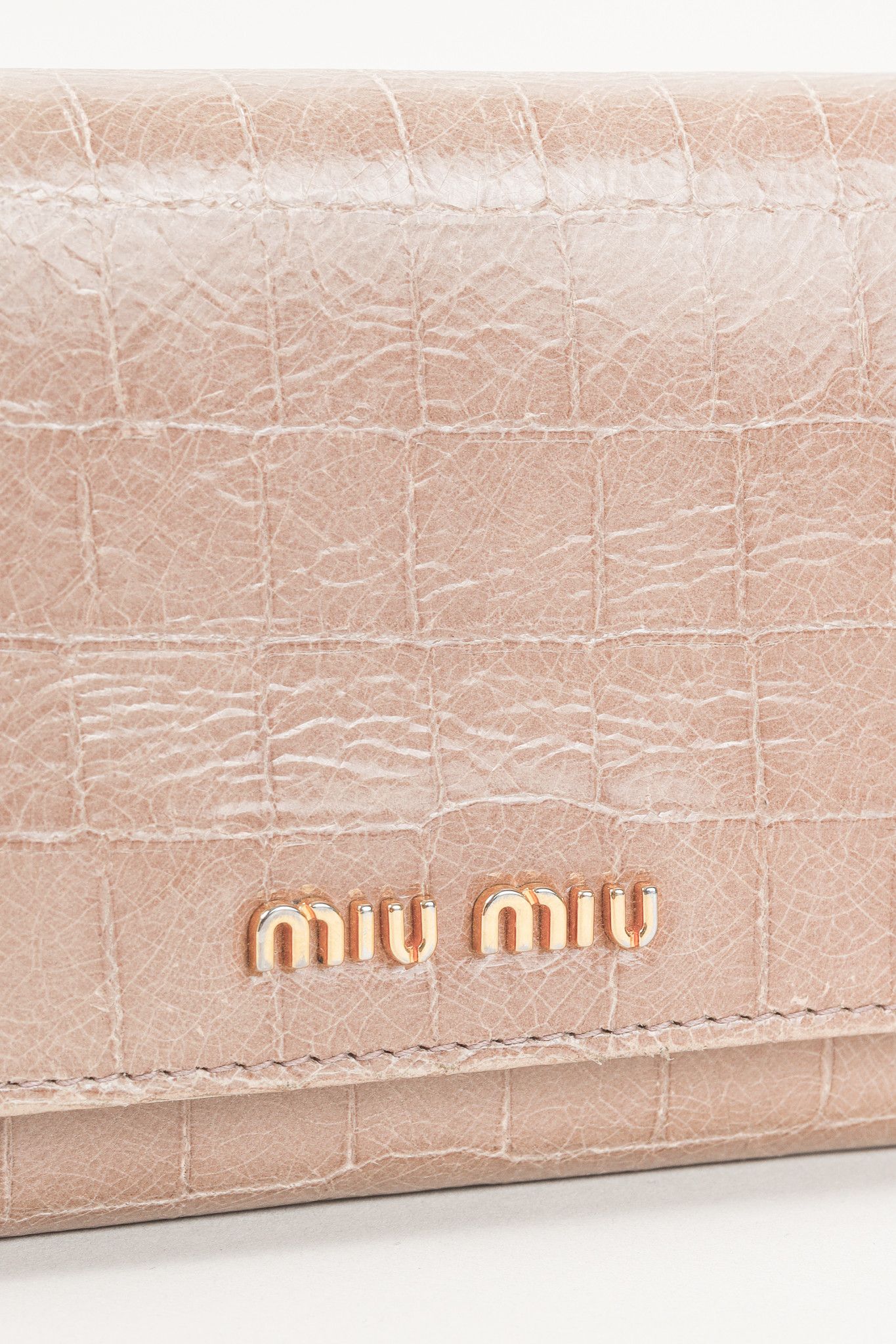 Miu Miu Miu Miu Croc Embossed Long Continental Blush Pink Wallet Size ONE SIZE - 6 Thumbnail