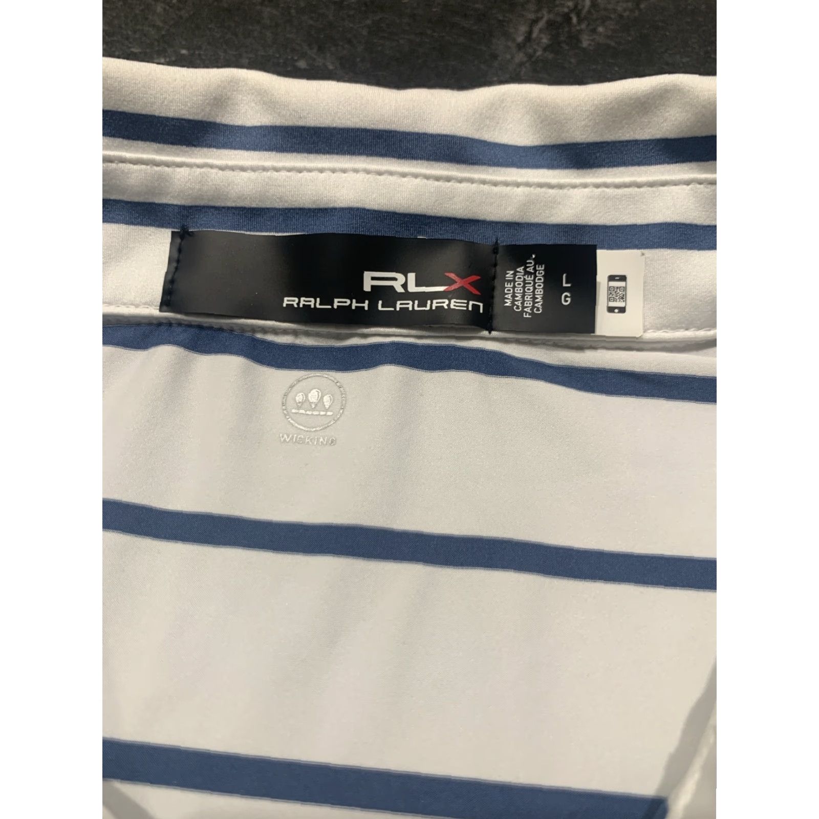 RLX Ralph Lauren VINTAGE RLX Ralph Lauren Polo Shirt Mens Large White Striped Golf Short Sleeve Poly Stretch Size US L / EU 52-54 / 3 - 4 Thumbnail