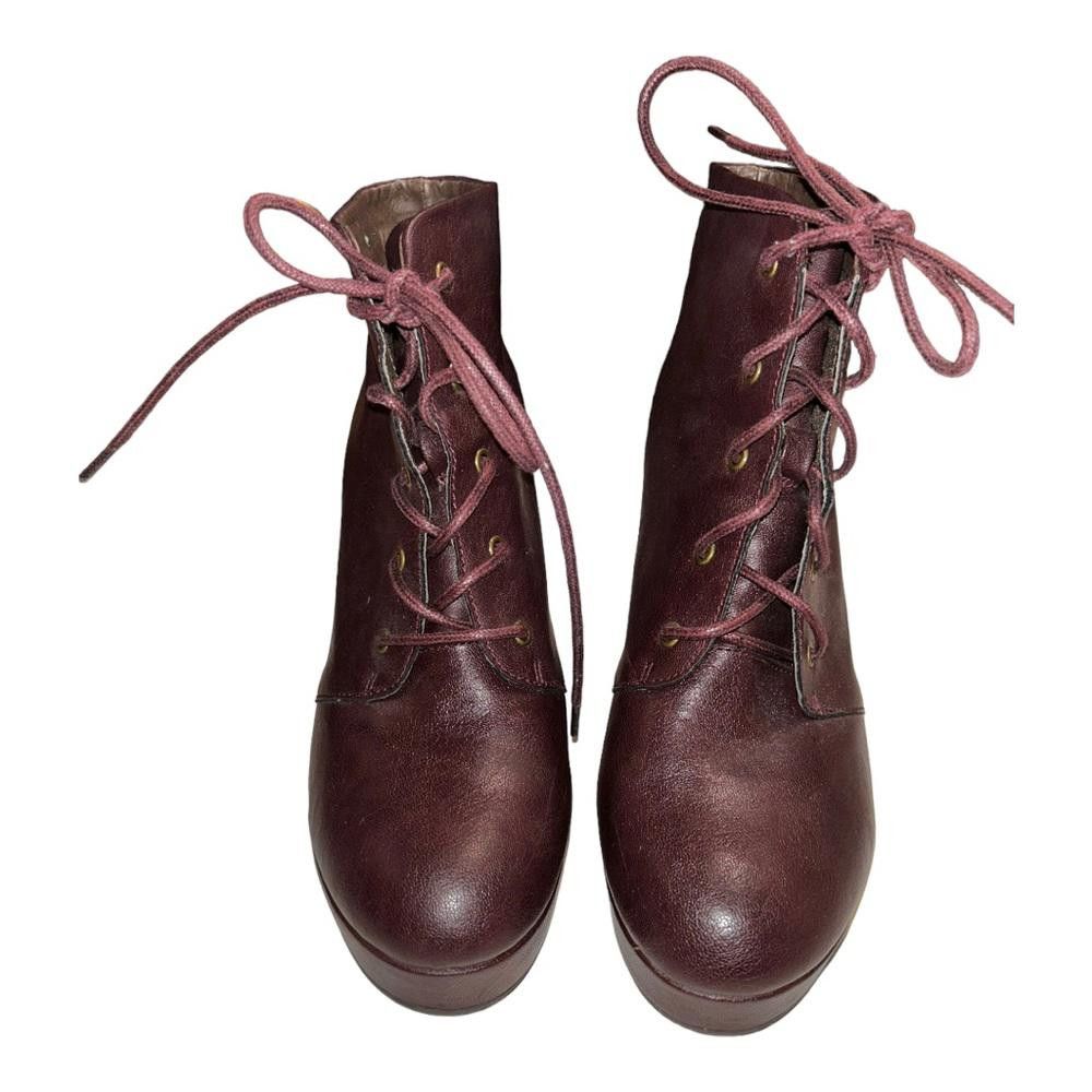 Designer Brown Faux Leather Platform Bootie Size 8.5 Size US 8.5 / IT 38.5 - 3 Thumbnail