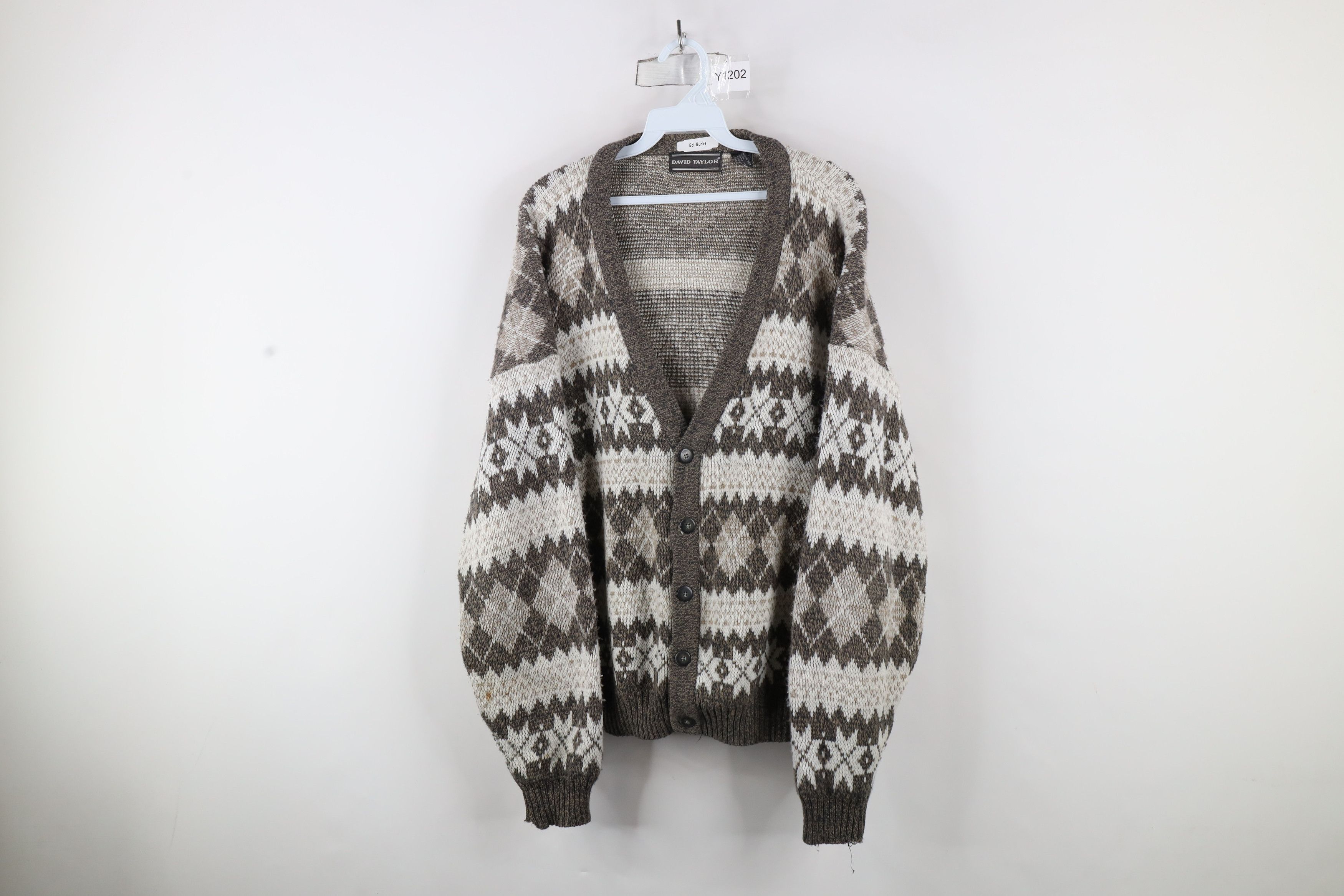 Vintage Vintage 90s Streetwear Fair Isle Knit Cardigan Sweater Size US L / EU 52-54 / 3 - 1 Thumbnail