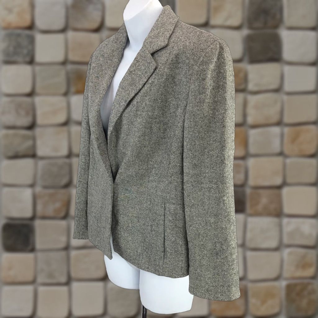 Vintage Valerie Stevens Jacket 10 gray wool silk blend pockets lined career work Size L / US 10 / IT 46 - 1 Thumbnail