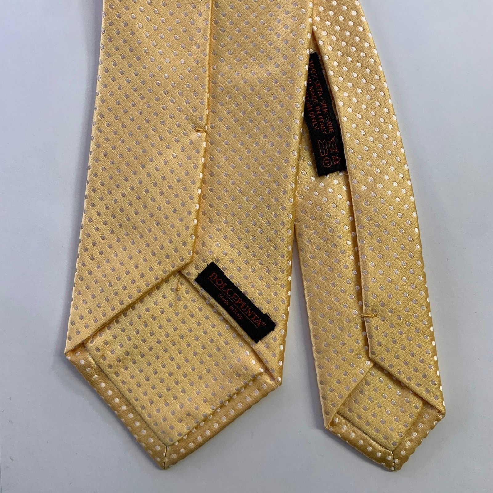 Dolcepunta DOLCEPUNTA Yellow White Polka Dot Silk Tie Size ONE SIZE - 2 Thumbnail