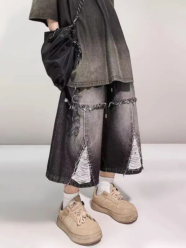 VIBE Vintage High Street Hip Hop Loose Fit Denim Shorts Size US 32 / EU 48 - 2 Thumbnail