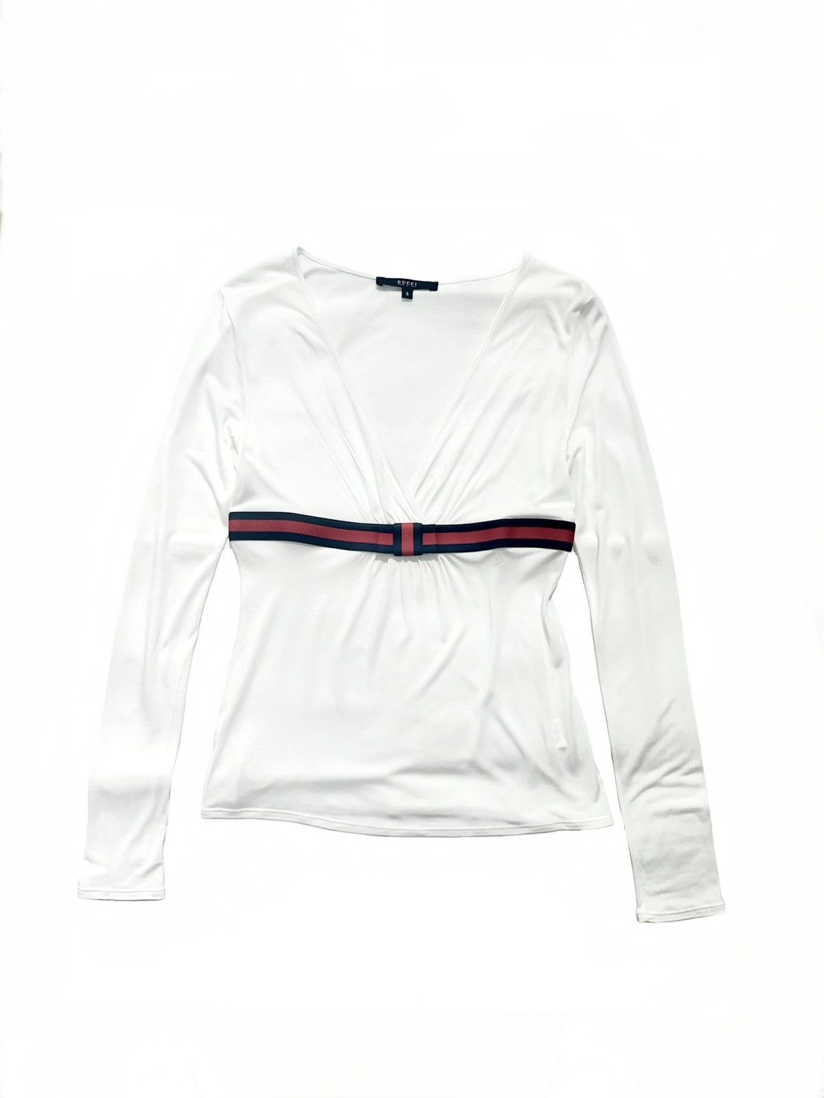 Gucci GUCCI MODAL BLOUSE WITH WEB BAND AND BOW Size S / US 4 / IT 40 - 1 Thumbnail
