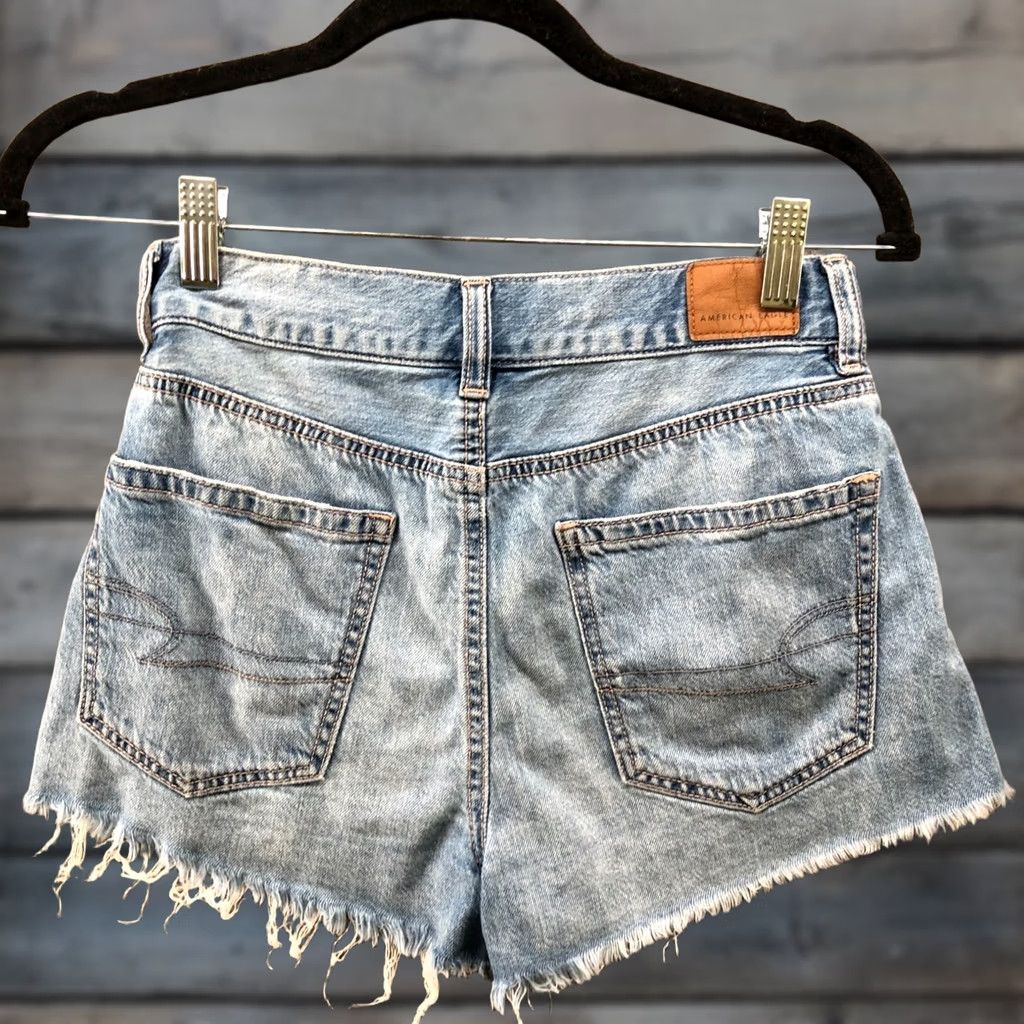 American Eagle Outfitters American Eagle Festival Denim Short 00 Blue Distress Cotton Blend Super Hi-Rise Women Size 24" / US 00 / IT 34 - 1 Thumbnail