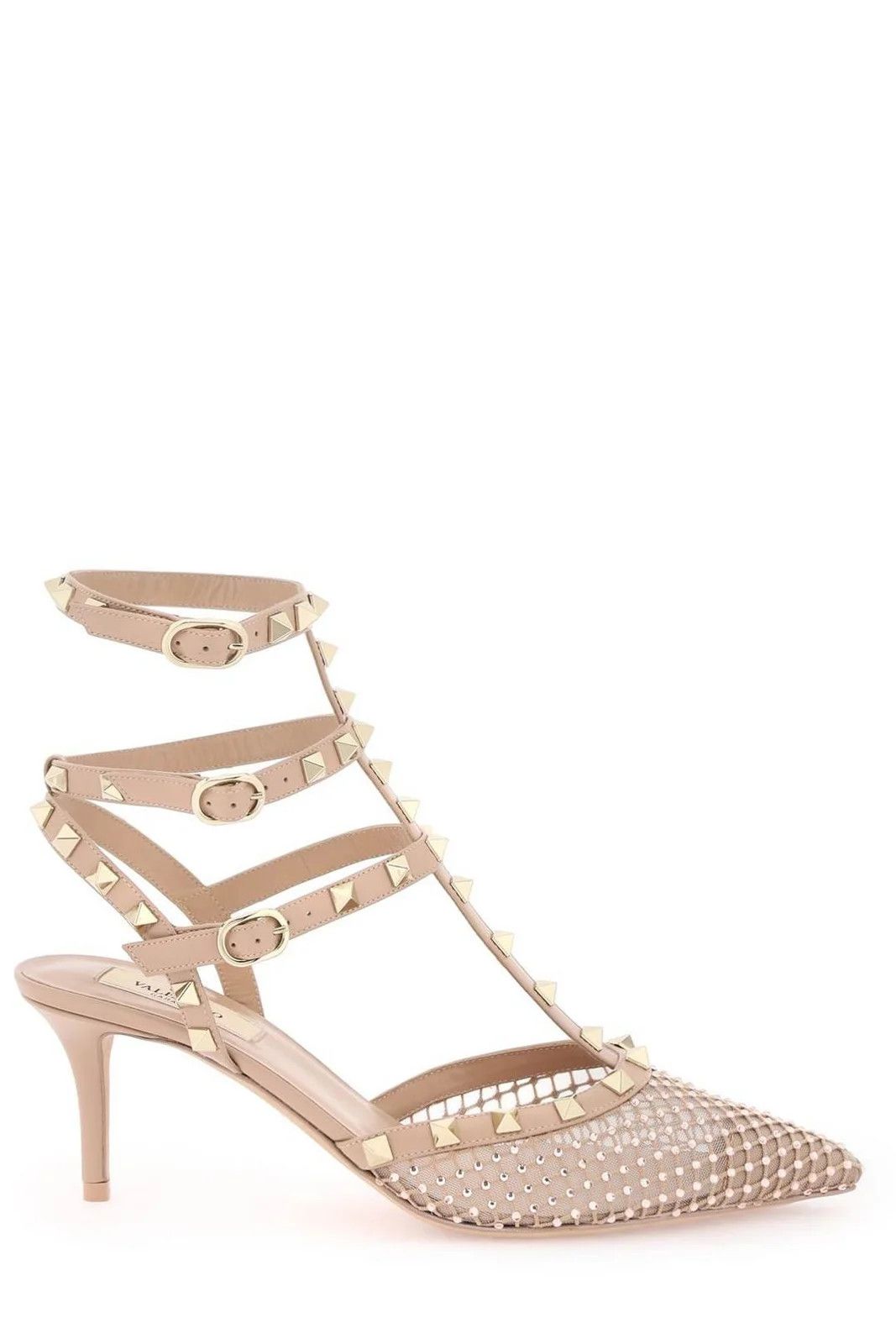 Valentino o1s22i1n0924 Mesh Rockstud Crystals Pumps in Neutro Size US 10 / IT 40 - 1 Thumbnail