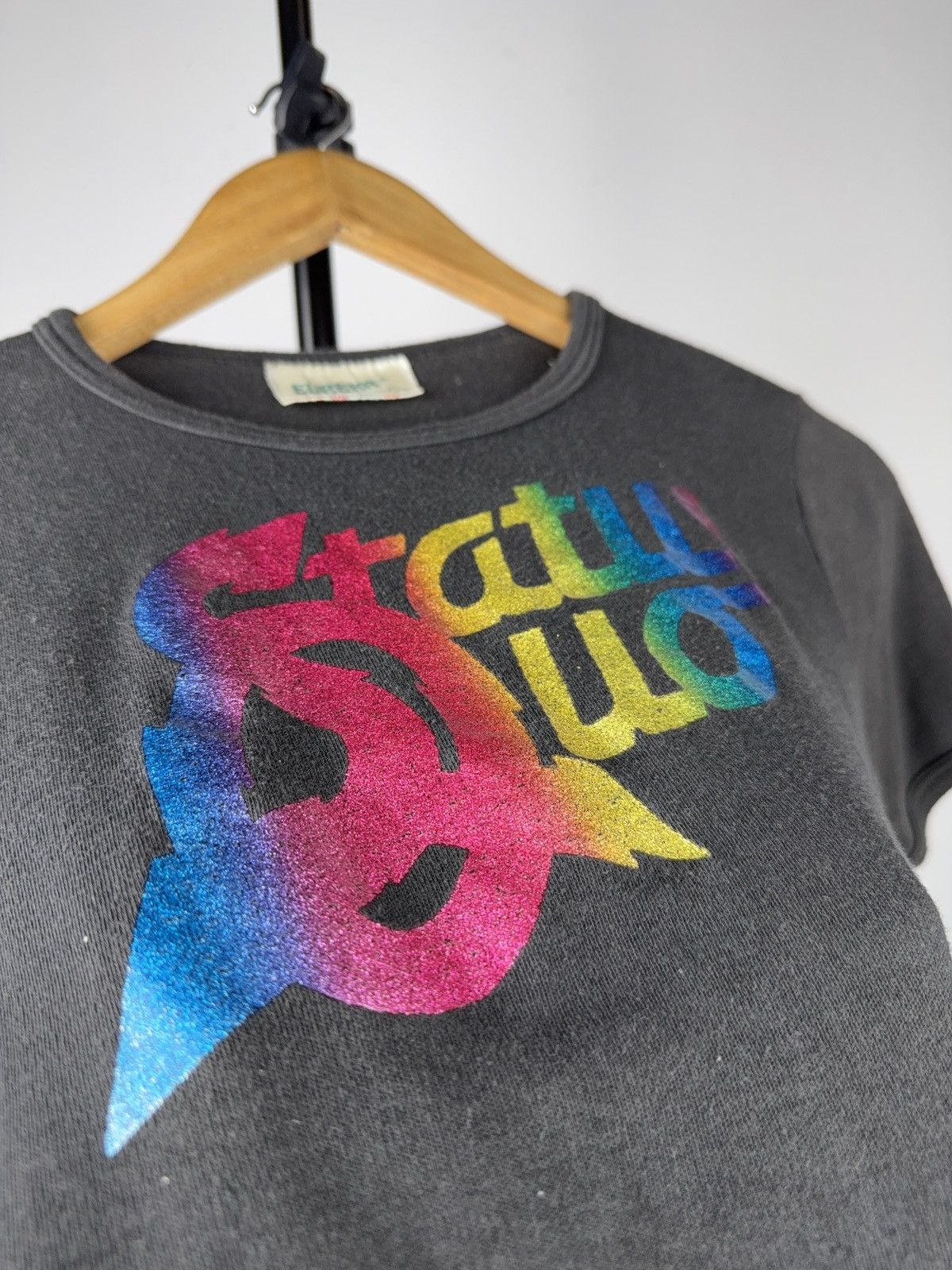 Band Tees 90s Status Quo Rainbow Logo Fitted T-Shirt Single Stitch Size XS / US 0-2 / IT 36-38 - 7 Thumbnail