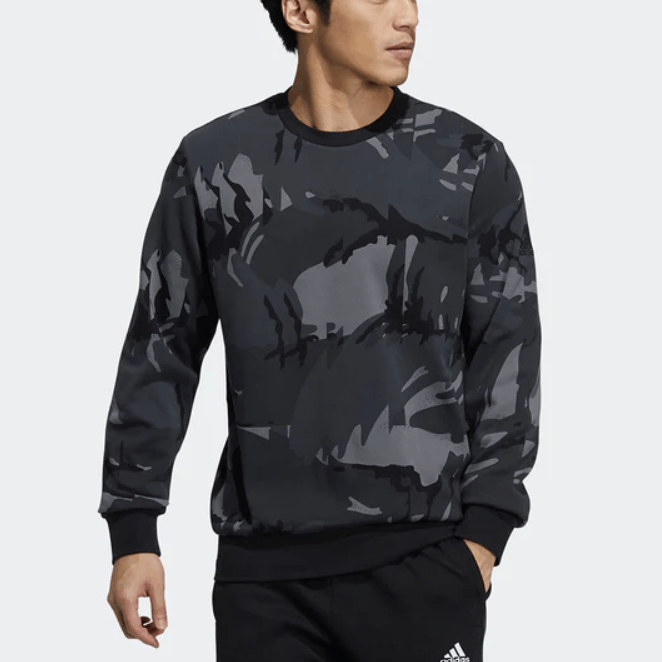 image of Adidas H65646 Camo Sweatshirt Dark Grey ( M ), Men's (Size Medium)
