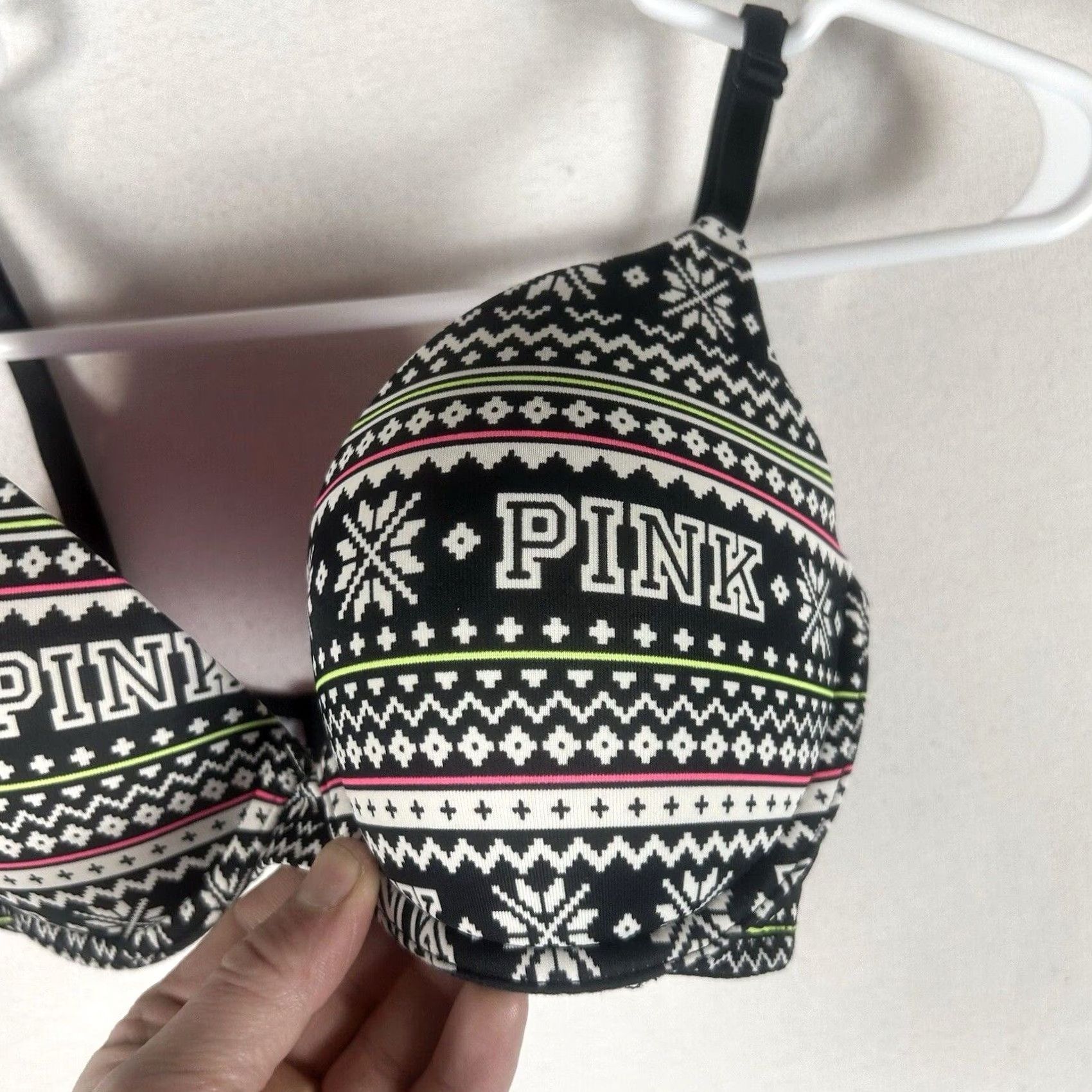 Victoria's Secret Victoria's Secret Pink Wear Everywhere Push Up Bra 34C Striped Grey Ladies Handle Vintage No Sculpted Underwire Adjustable Hook & Eye Size ONE SIZE - 3 Thumbnail