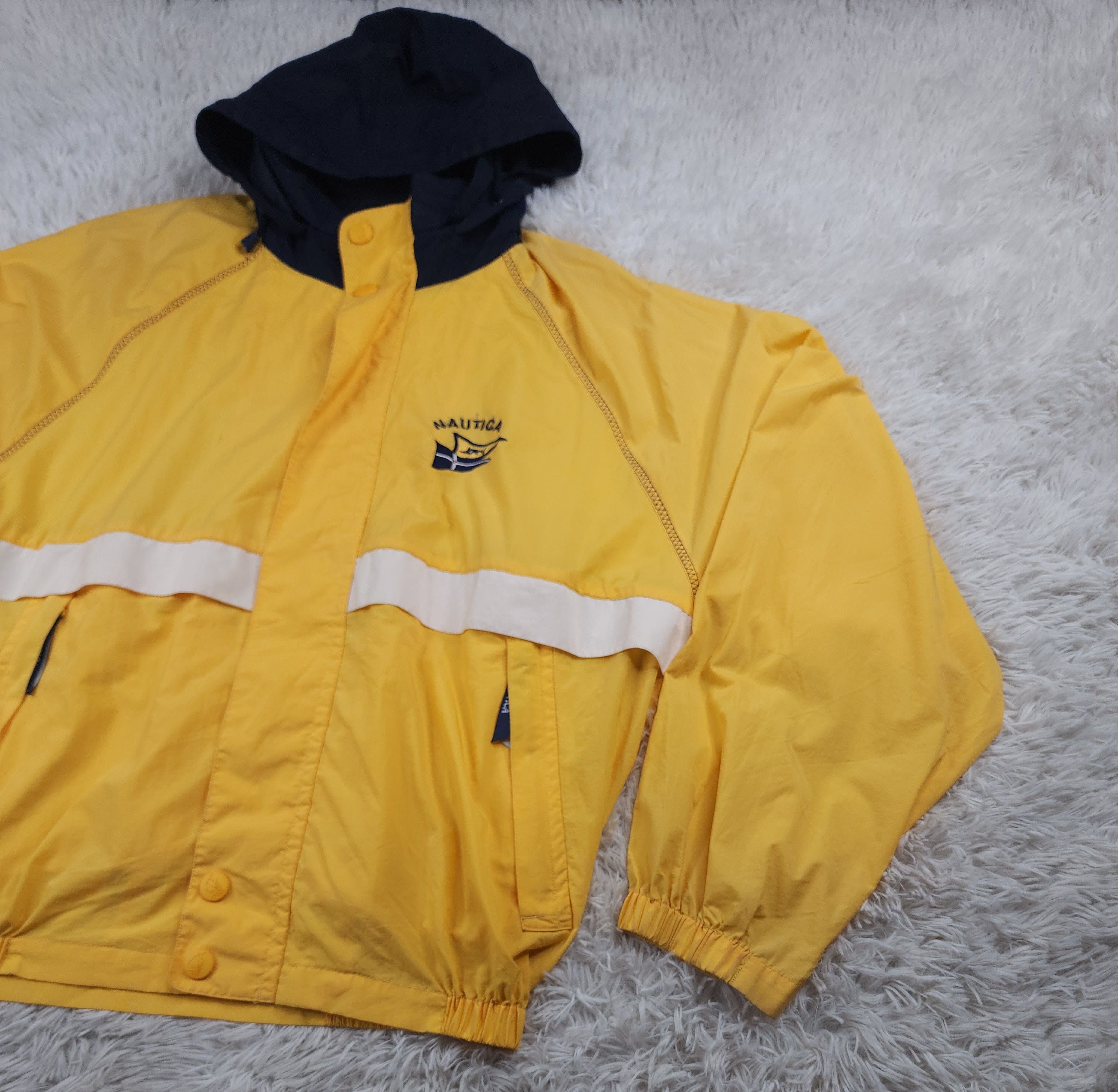 Nautica Vintage Nautica full zip yellow windbreaker hoodied jacket Size US XL / EU 56 / 4 - 2 Thumbnail