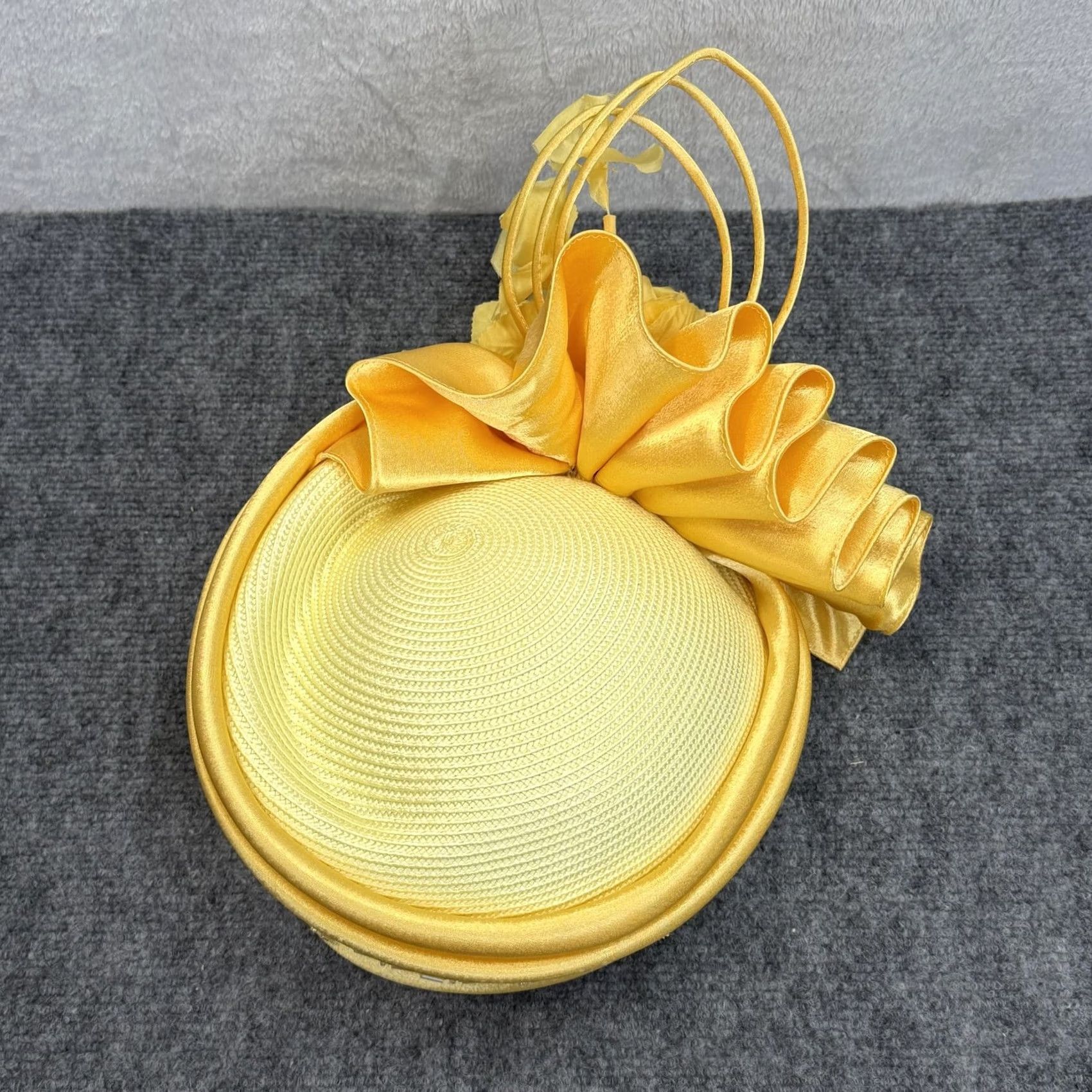 Elegant Ladies Yellow Embroidered/Rhinestone Church Hat VINTAGE Ms Divine Hat Fascinator Yellow Beaded Embroidered  main image 2