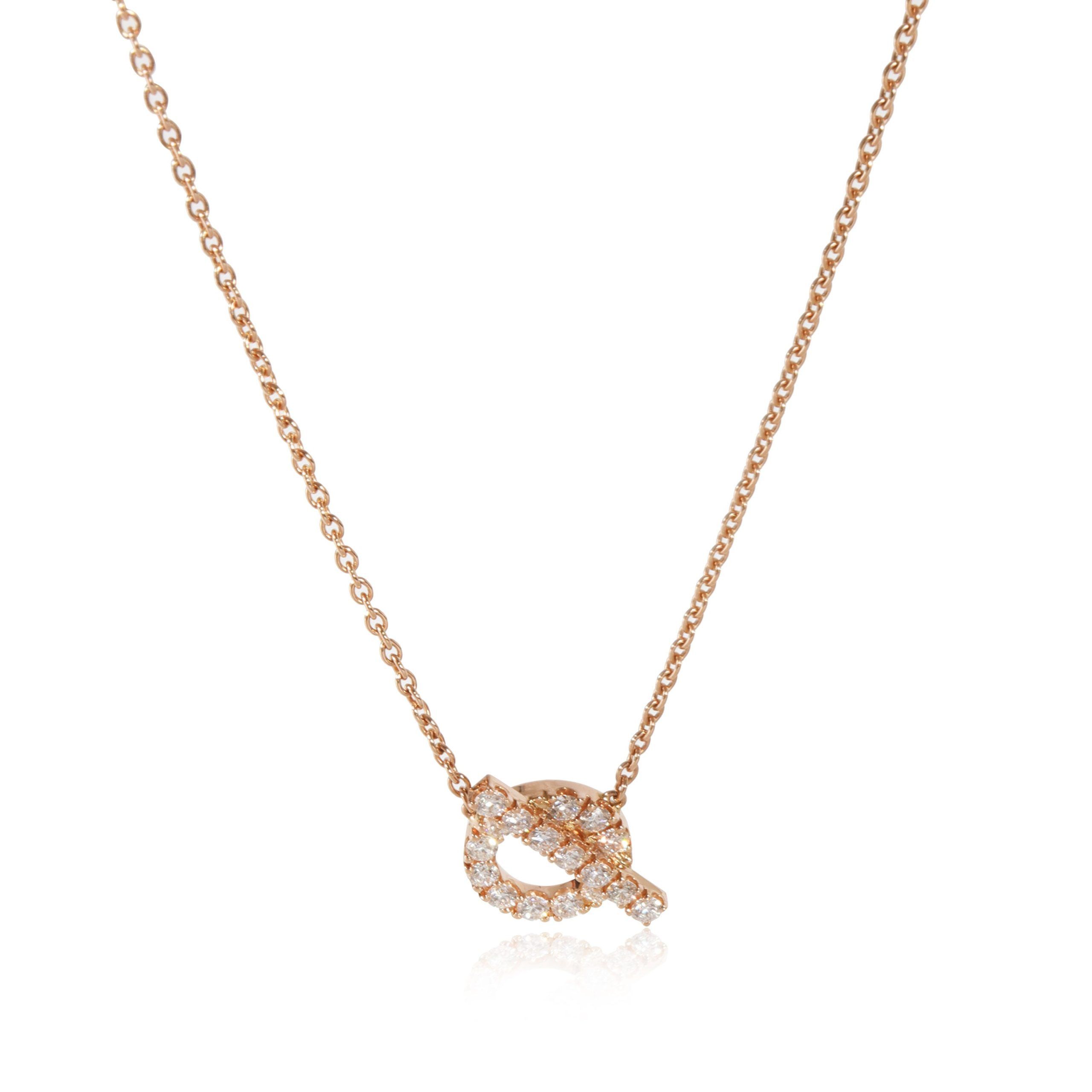 image of Hermes Finesse Pendant With Diamonds In 18K Rose Gold 0.46 Ctw, Women's
