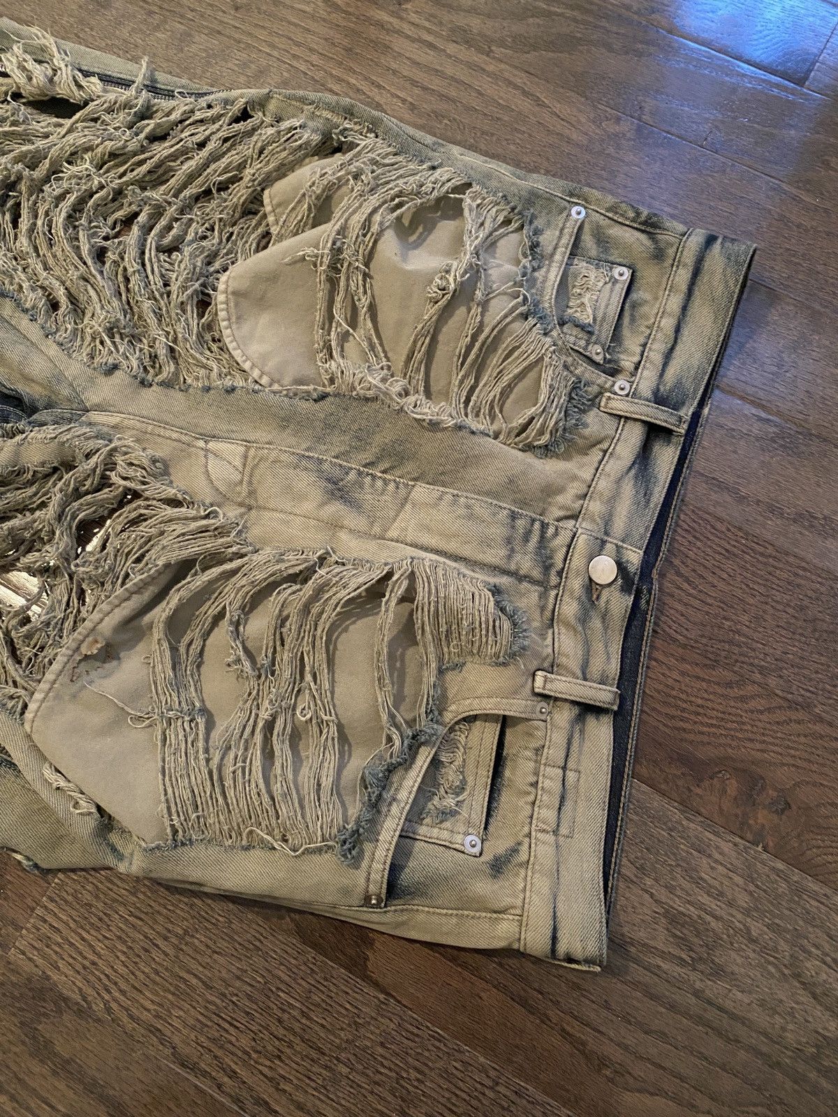 Rick Owens FW23 LUXOR RUNWAY BANANA IN 13OZ MINERA SHREDDED DENIM Size US 34 / EU 50 - 7 Thumbnail