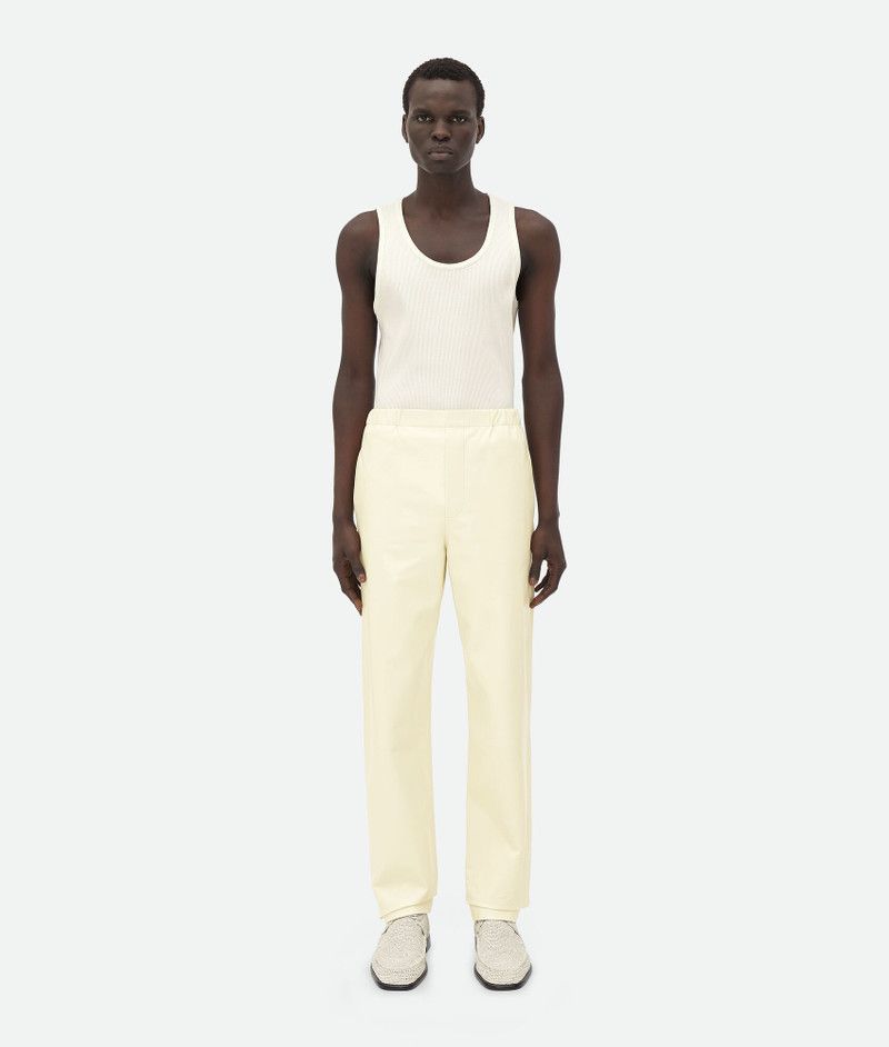 Bottega Veneta o1bcso1str0526 Shiny Leather Elasticated Trousers in Cream Size US 38 / EU 54 - 1 Thumbnail