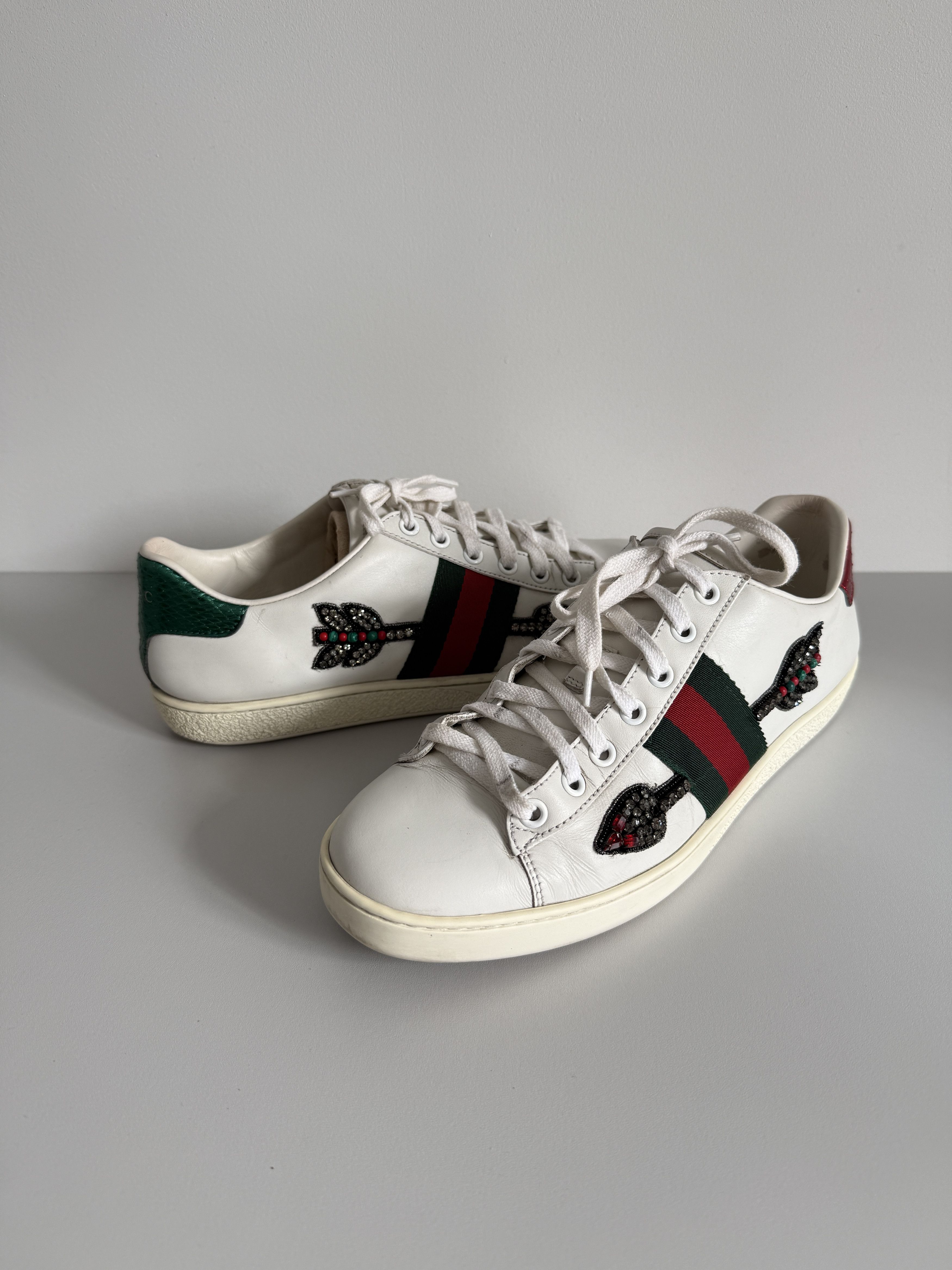 Gucci GUCCI Ace Arrow White Leather Sneakers Size US 8 / IT 38 - 1 Thumbnail