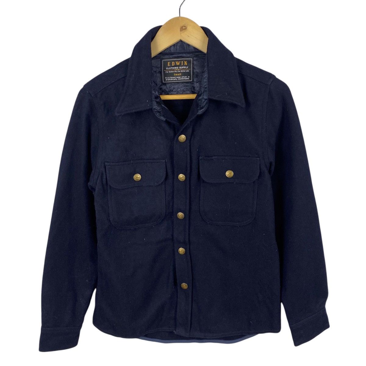 Japanese Brand × Vintage 💥EDWIN WOOL SNAP BUTTON WORKER JACKET Size US S / EU 44-46 / 1 - 1 Thumbnail
