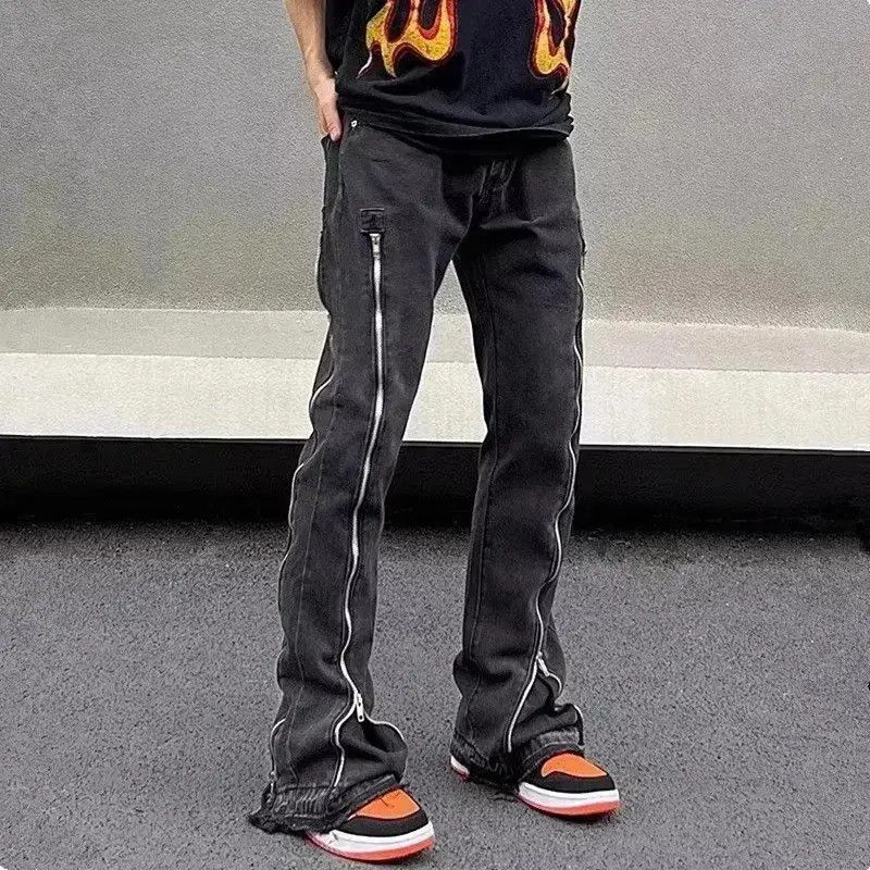 Japanese Brand Bell-bottom jeans with zippers retro hip hop style y2k Size US 30 / EU 46 - 6 Thumbnail