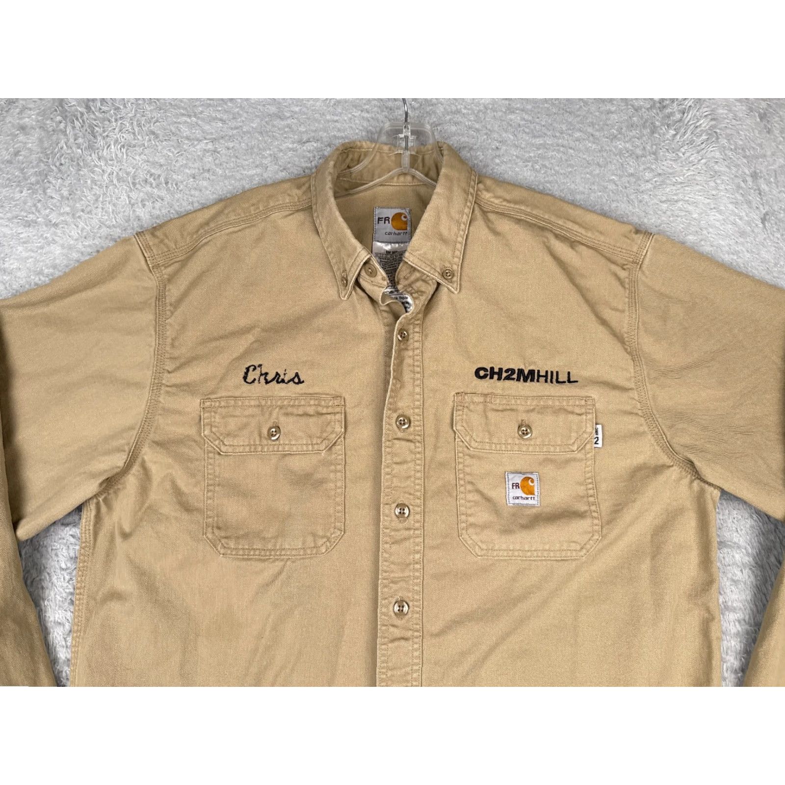 Carhartt Carhartt Shirt Men Large Beige Long Sleeve Button-Up Cotton Blend Fire Resistant Size US L / EU 52-54 / 3 - 4 Thumbnail