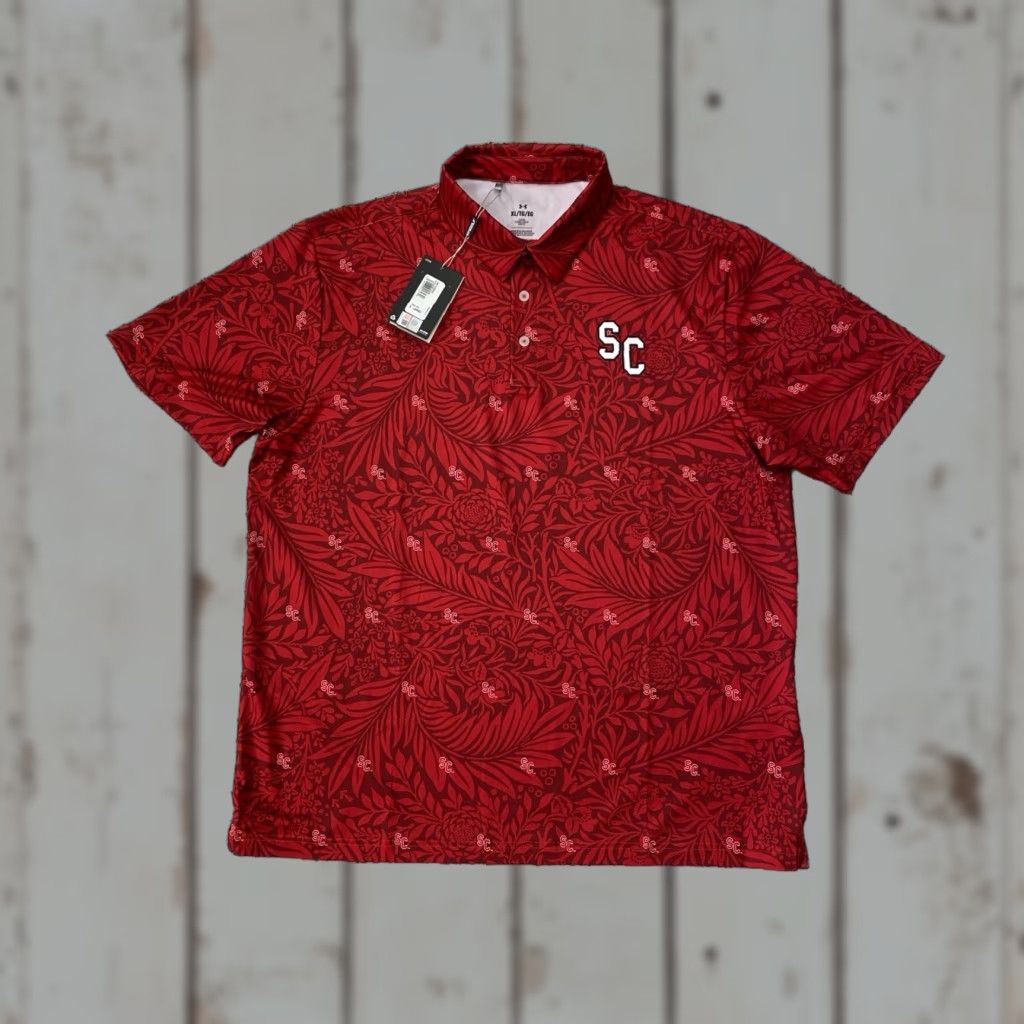 Under Armour Under Armour Polo Shirt Golf SC Logo Floral Red XL Men Size US XL / EU 56 / 4 - 1 Thumbnail
