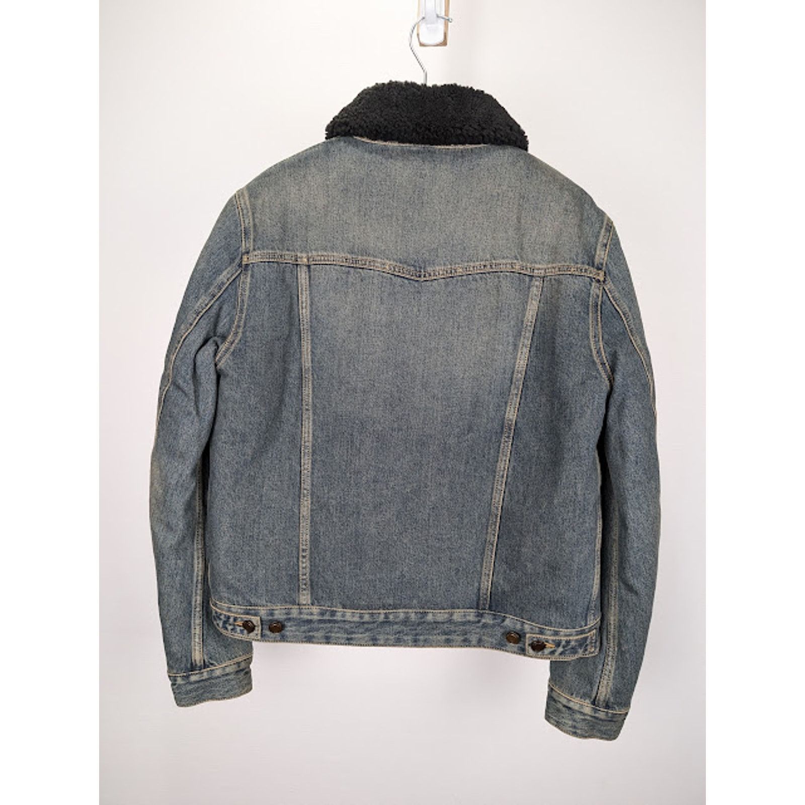 Saint Laurent Paris o1rshd1 Shearling Denim Jacket in Light Blue Size US XXL / EU 58 / 5 - 13 Thumbnail