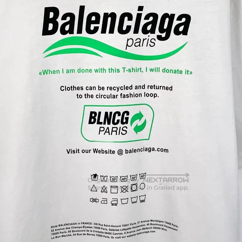 Balenciaga Balenciaga White Logo Letter Printed Round Neck Short Slee Size US XS / EU 42 / 0 - 4 Thumbnail