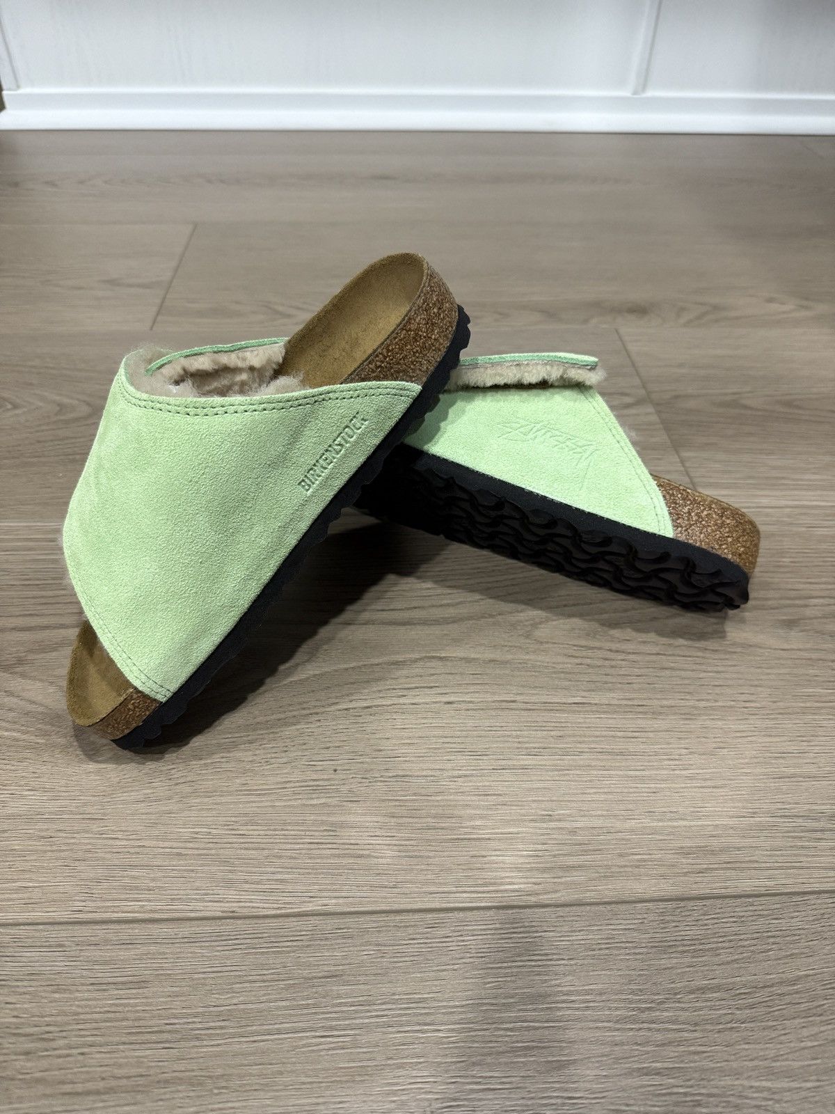 Stussy x Birkenstock Solana Shearling Slide Washed Green